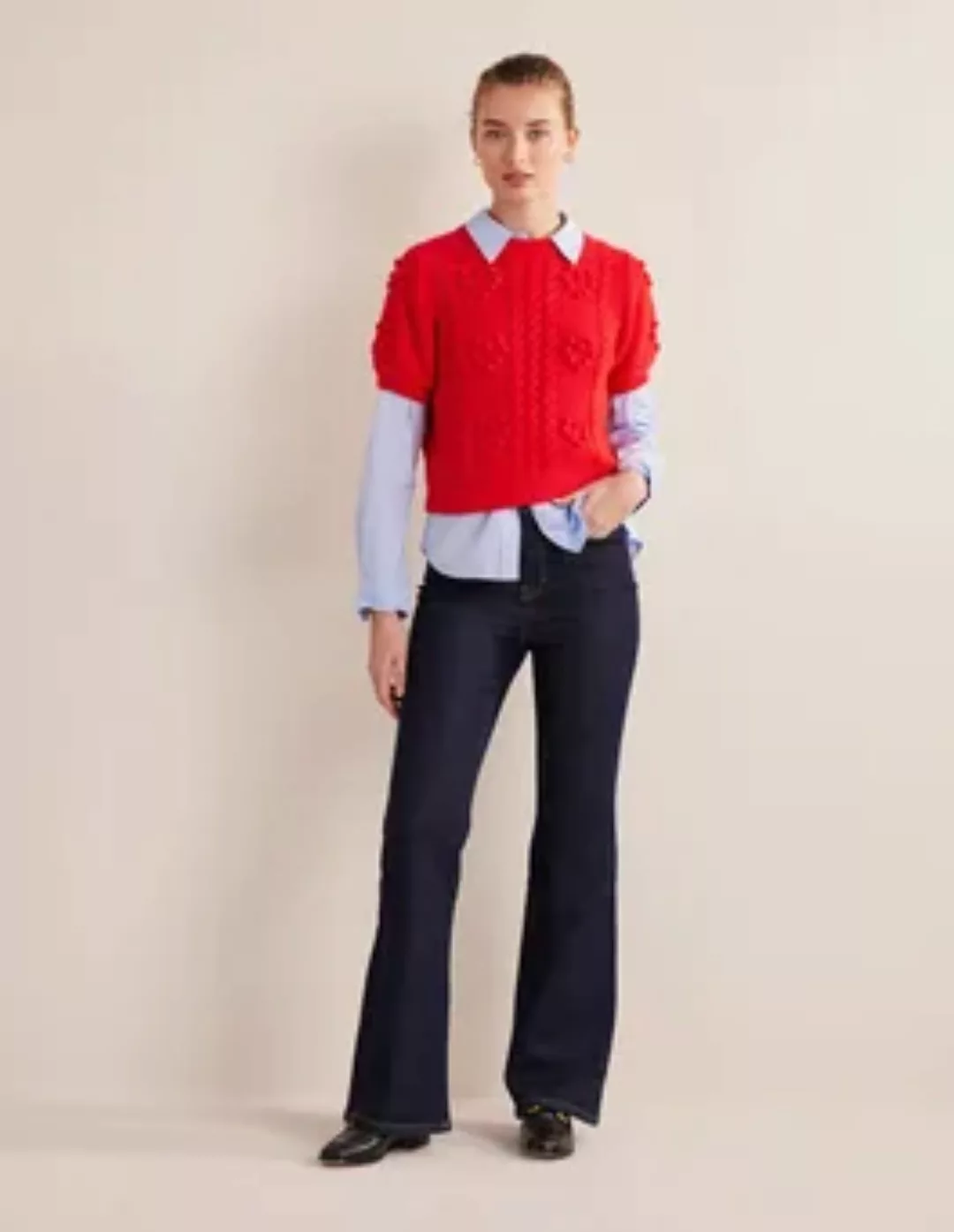 Jeans mit Schlag und hoher Taille Damen Boden, Indigoblau günstig online kaufen