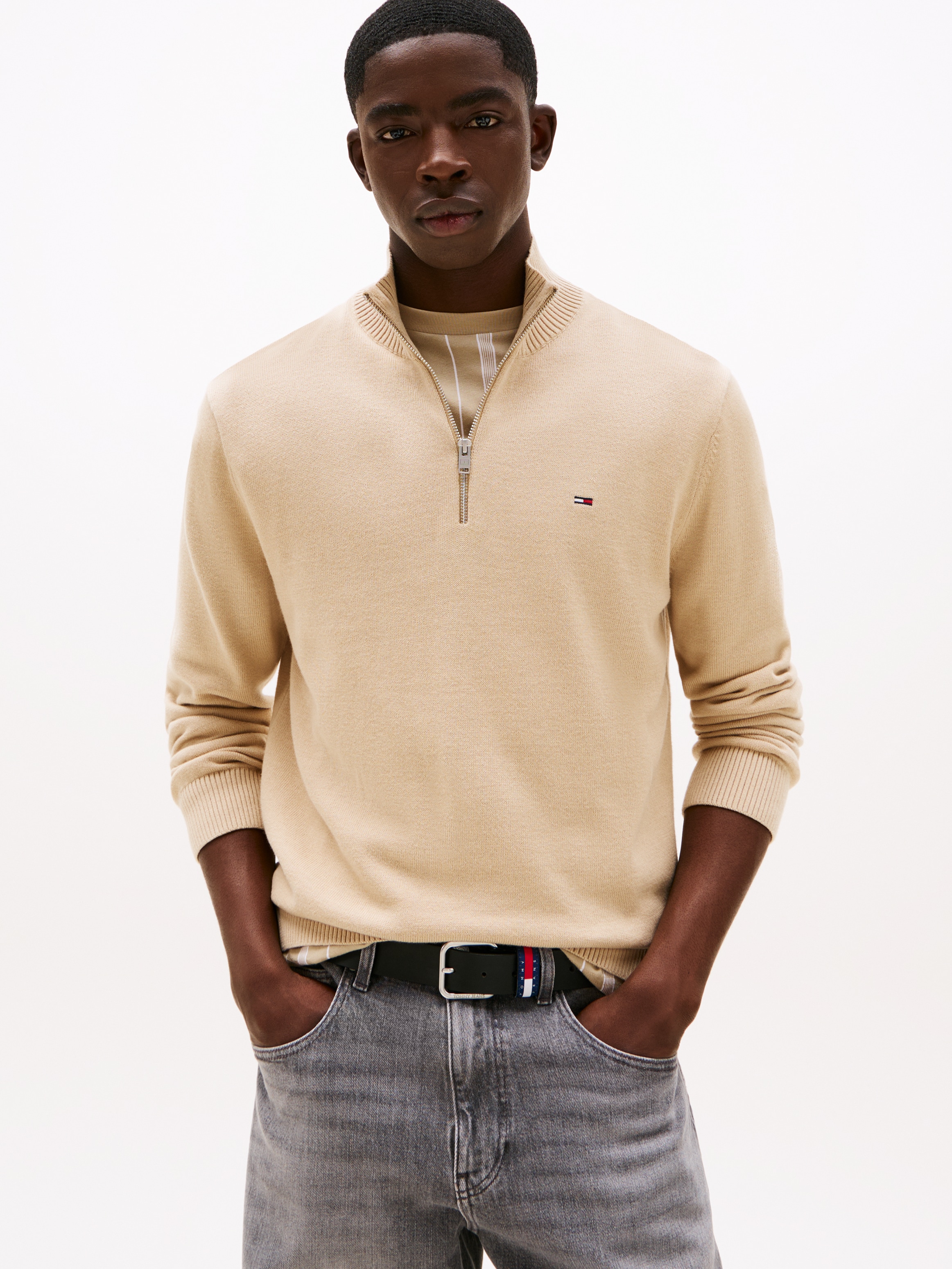 Tommy Jeans Strickpullover "TJM SLM ESS LIGHT ¼ ZIP SWTR EXT", Mit Rundhals günstig online kaufen