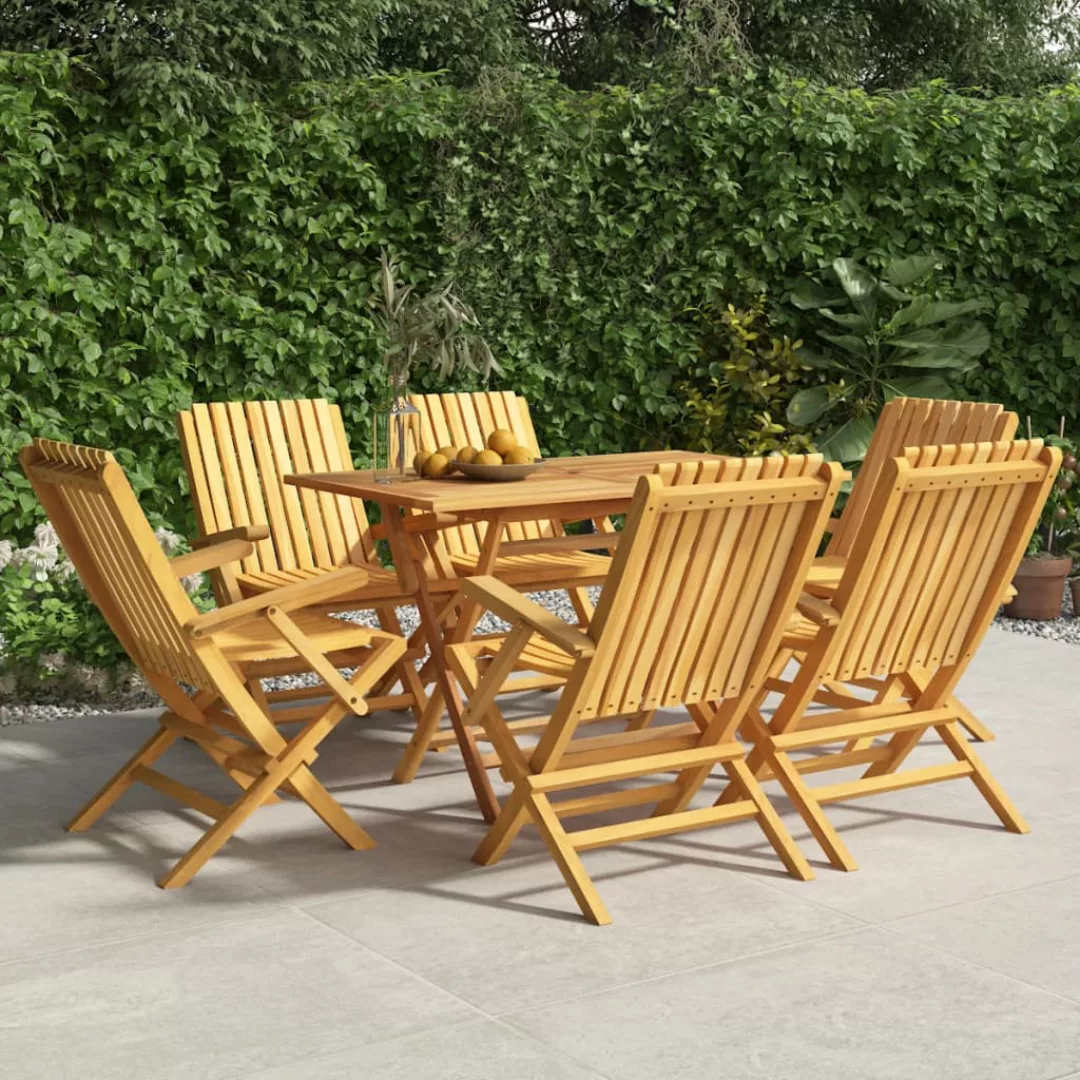 Vidaxl 7-tlg. Garten-essgruppe Massivholz Teak günstig online kaufen