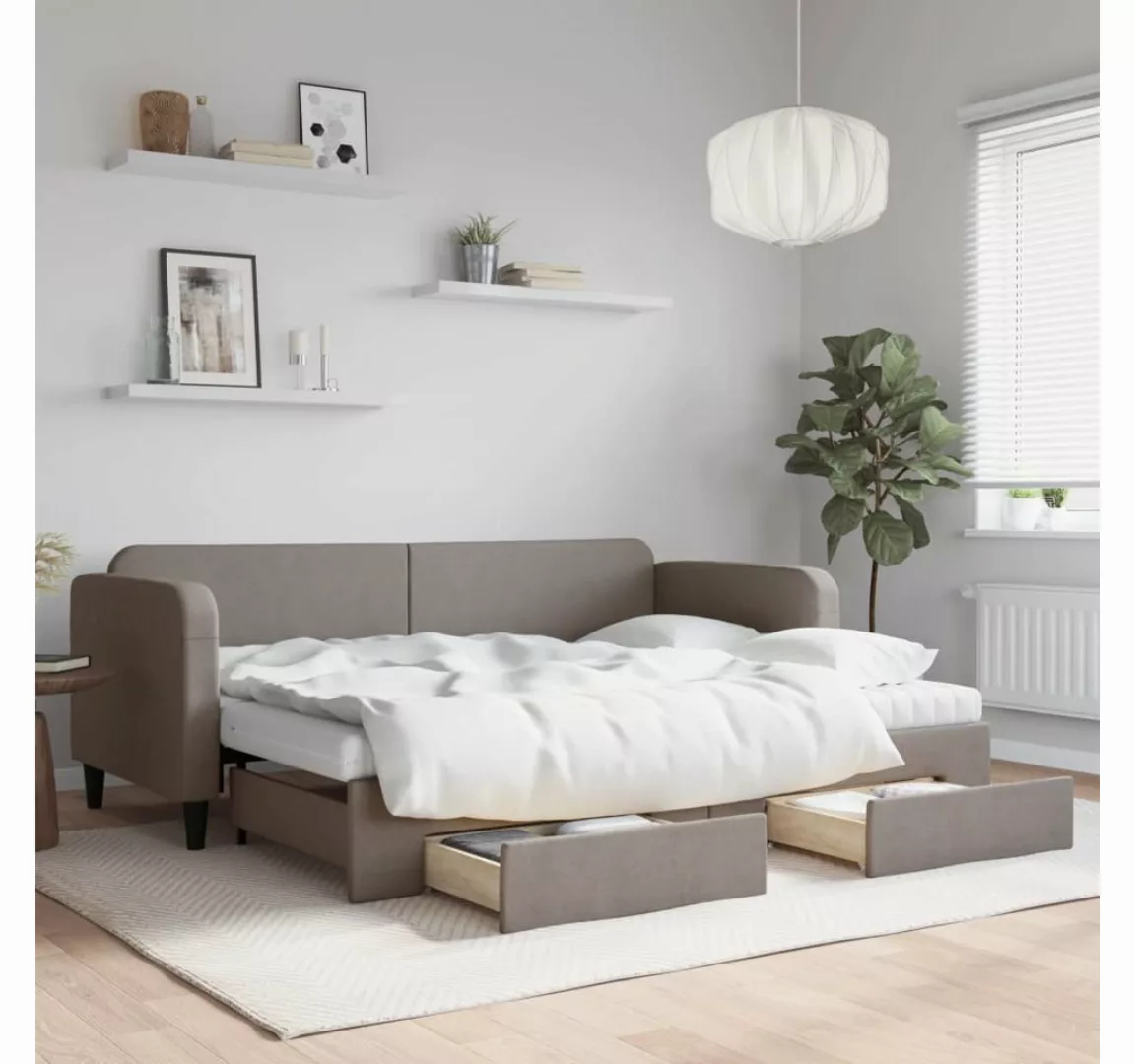 vidaXL Gästebett Gästebett Tagesbett Ausziehbar mit Schubladen Taupe 80x200 günstig online kaufen