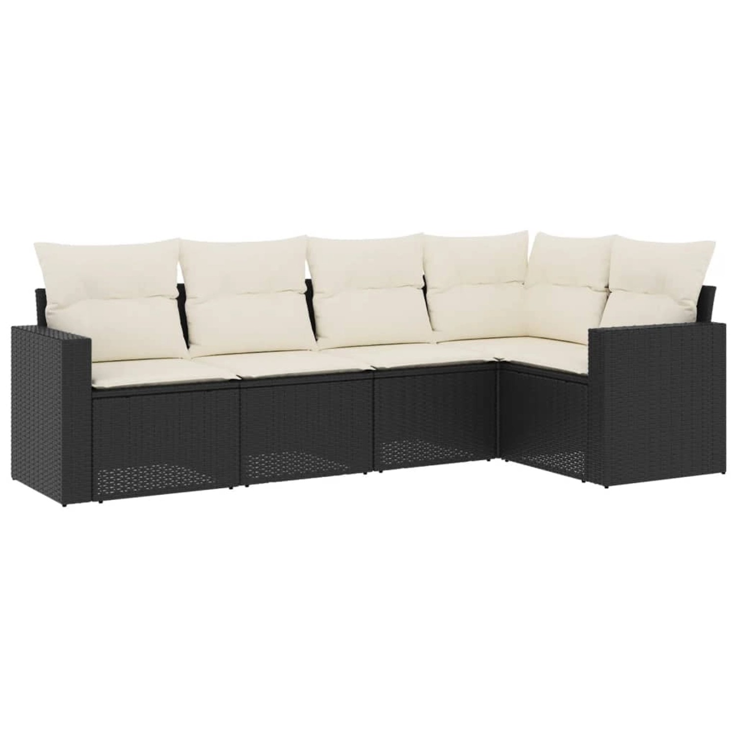 vidaXL 5-Tlg Garten-Sofagarnitur mit Kissen Schwarz Poly Rattan 3218916 günstig online kaufen