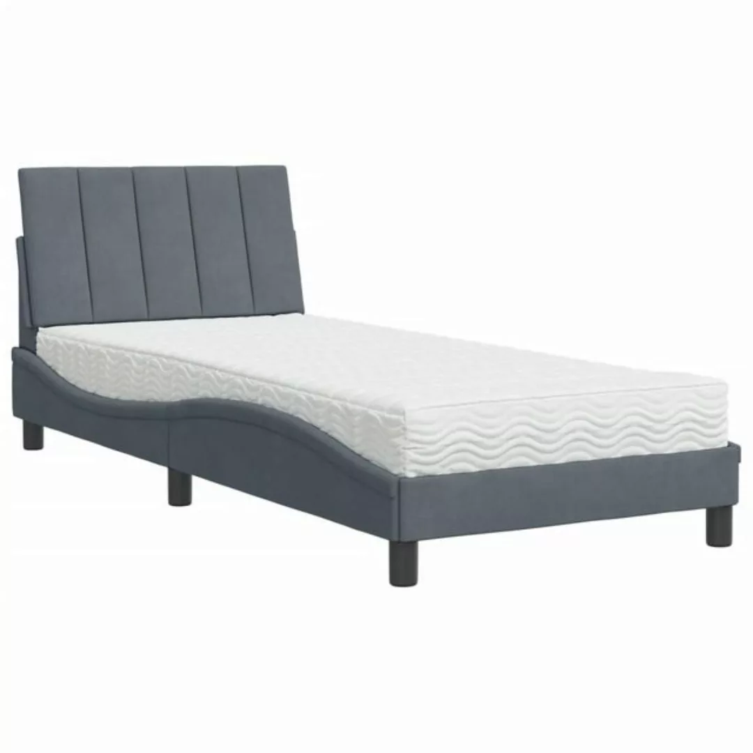 vidaXL Bett Bett mit Matratze Dunkelgrau 80x200 cm Samt günstig online kaufen