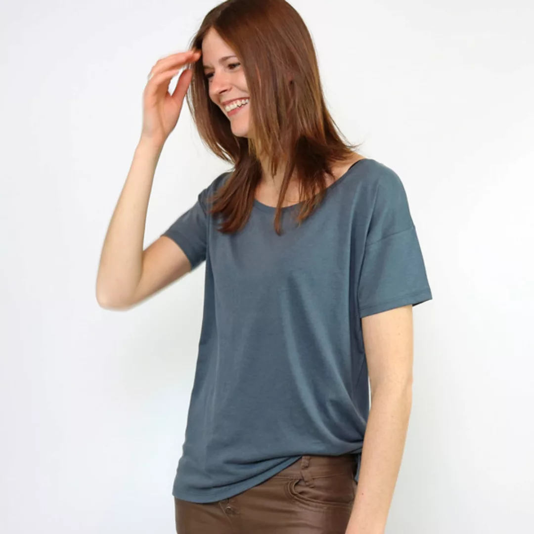 Oversize Shirt Anthrazit Aus Tencel®-Mix günstig online kaufen