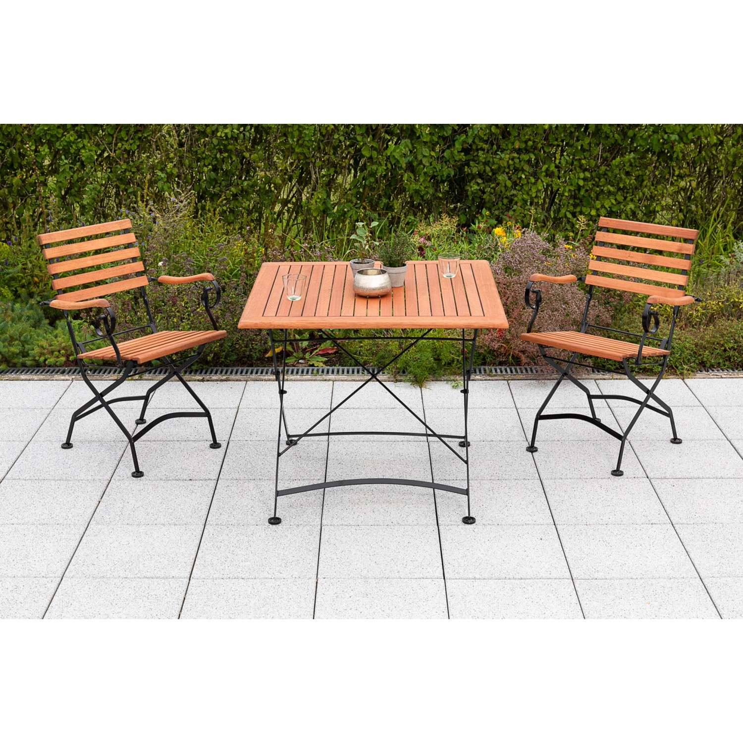 Merxx Gartenmöbelset Schlossgarten 3tlg. inkl. Klappsessel, Klapptisch 90x9 günstig online kaufen