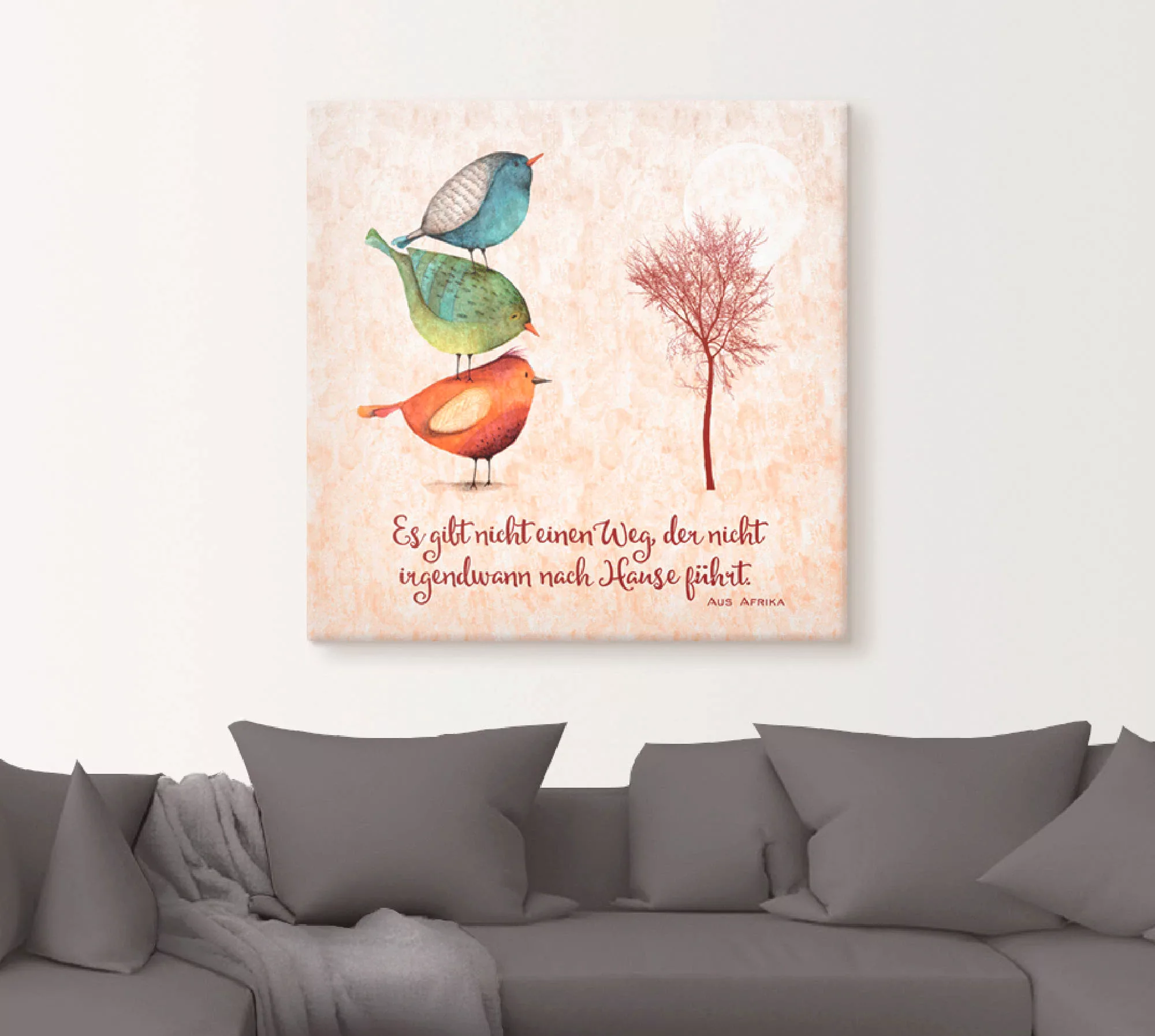 Artland Wandbild "Lebensweisheit Zu Hause", Tiere, (1 St.), als Leinwandbil günstig online kaufen