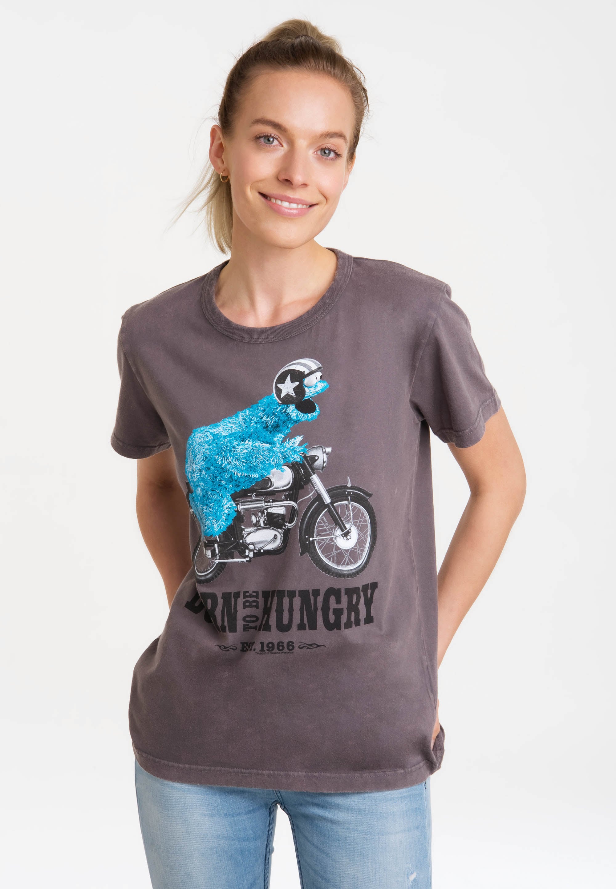 LOGOSHIRT T-Shirt "Sesamstrasse - Krümelmonster Motorrad", mit lizenziertem günstig online kaufen