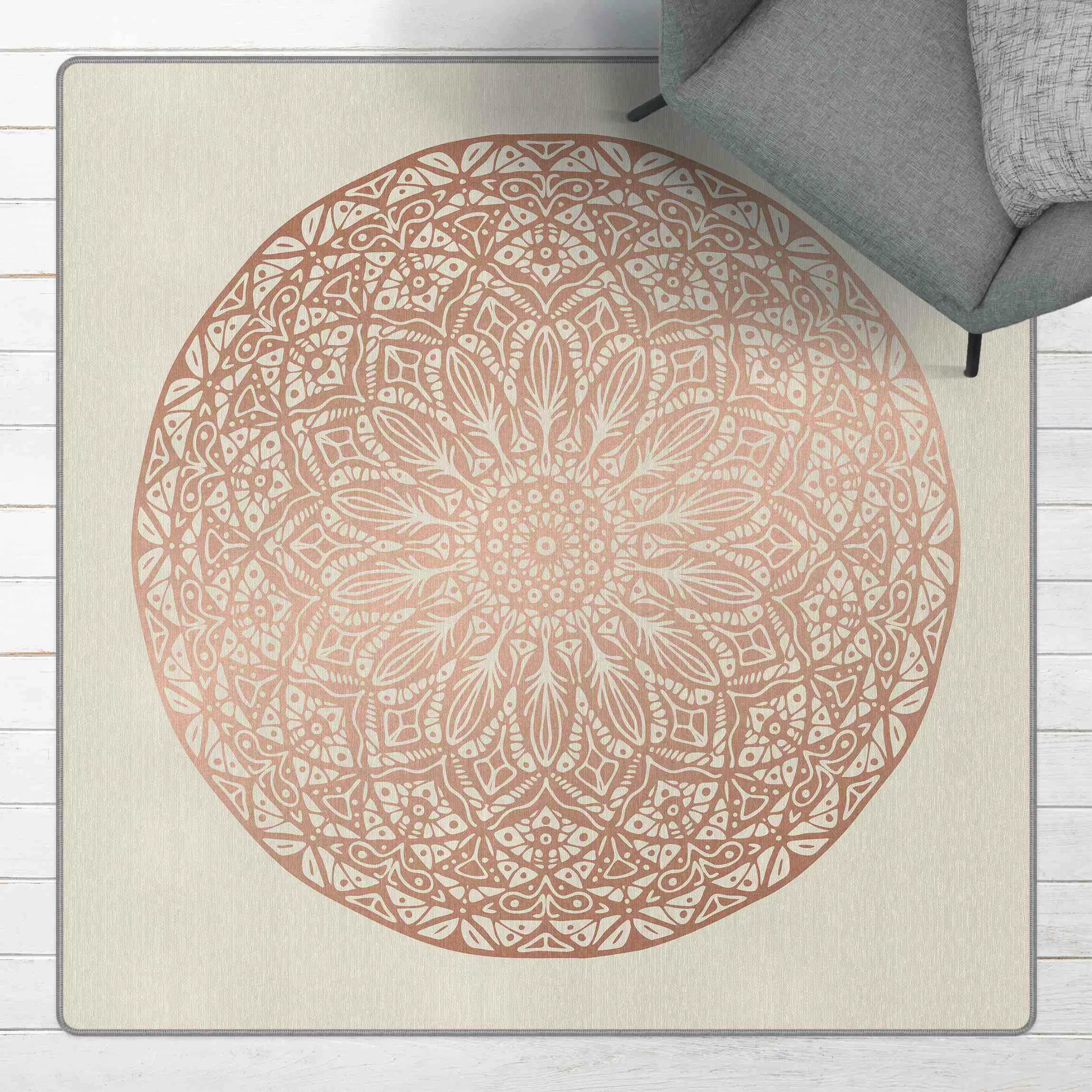 Teppich Mandala Ornament in Kupfergold günstig online kaufen
