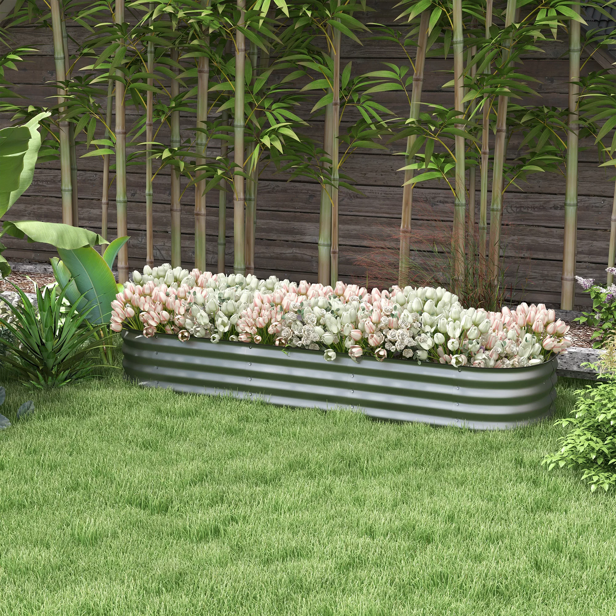Outsunny Hochbeet Metall Pflanzkasten 195x62x30cm DIY Blumenkasten mit offe günstig online kaufen