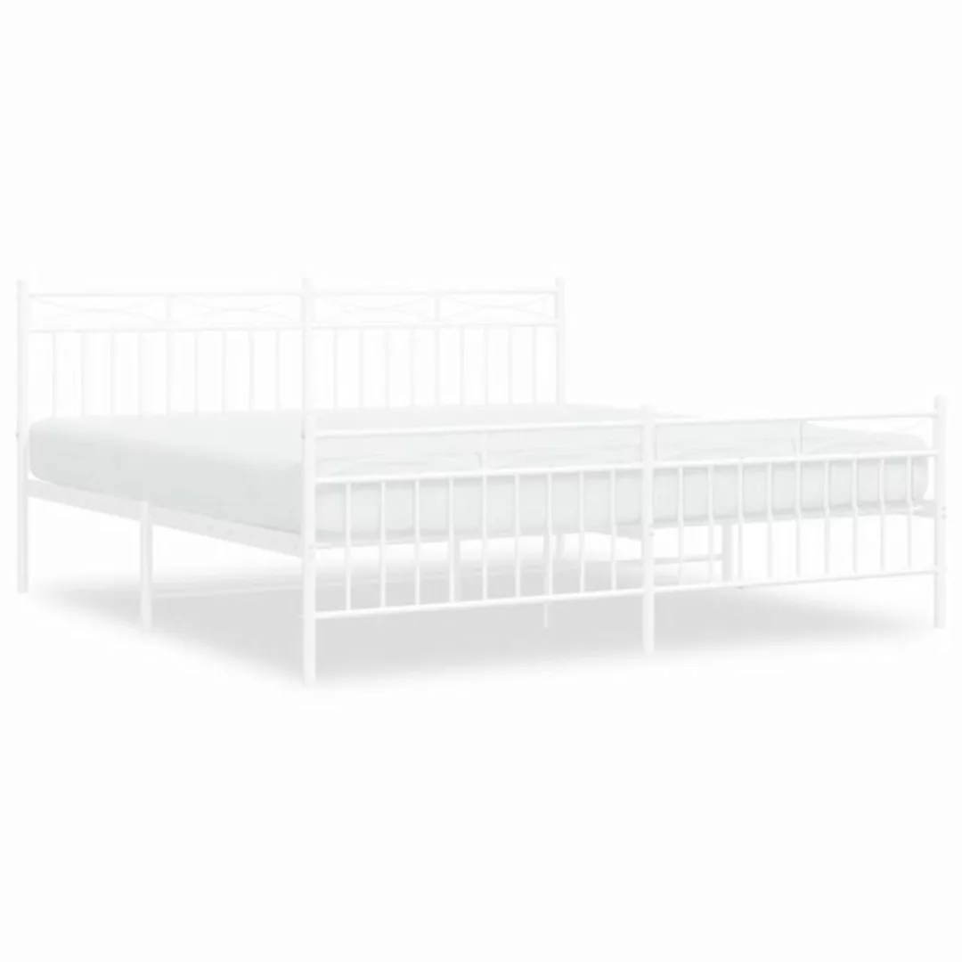 vidaXL Bett Bettgestell mit Kopf- und Fußteil Metall Weiß 183x213 cm günstig online kaufen