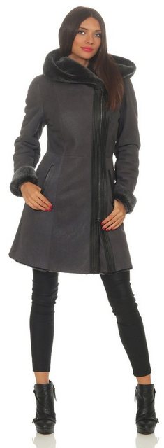 Hollert Winterjacke Kate Damen Jacke aus Merino Schaffell Echtleder mit Kap günstig online kaufen