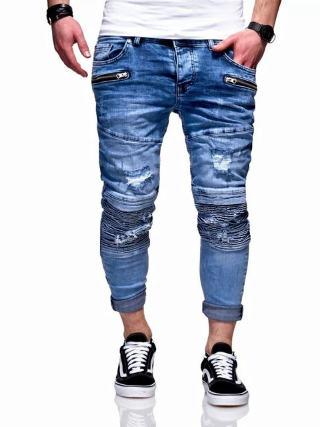 behype Slim-fit-Jeans "PHARREL", mit coolen Reißverschluss-Elementen günstig online kaufen