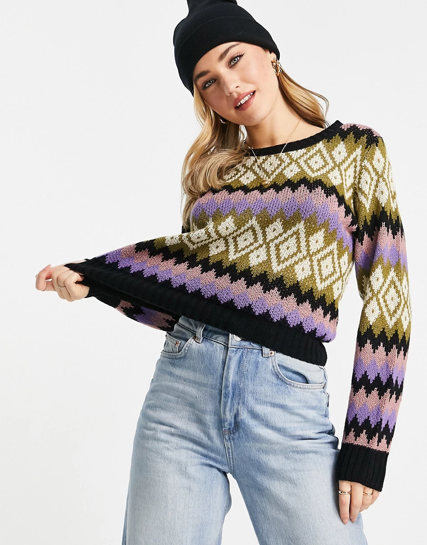 JDY – Bunter Jacquard-Strickpullover günstig online kaufen