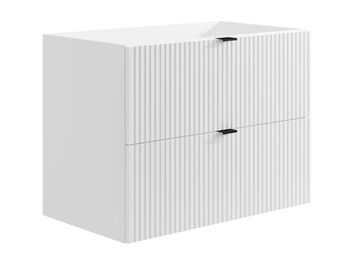Waschbeckenunterschrank hängend - Streifenoptik - Weiß - 80 cm - ZEVINI günstig online kaufen