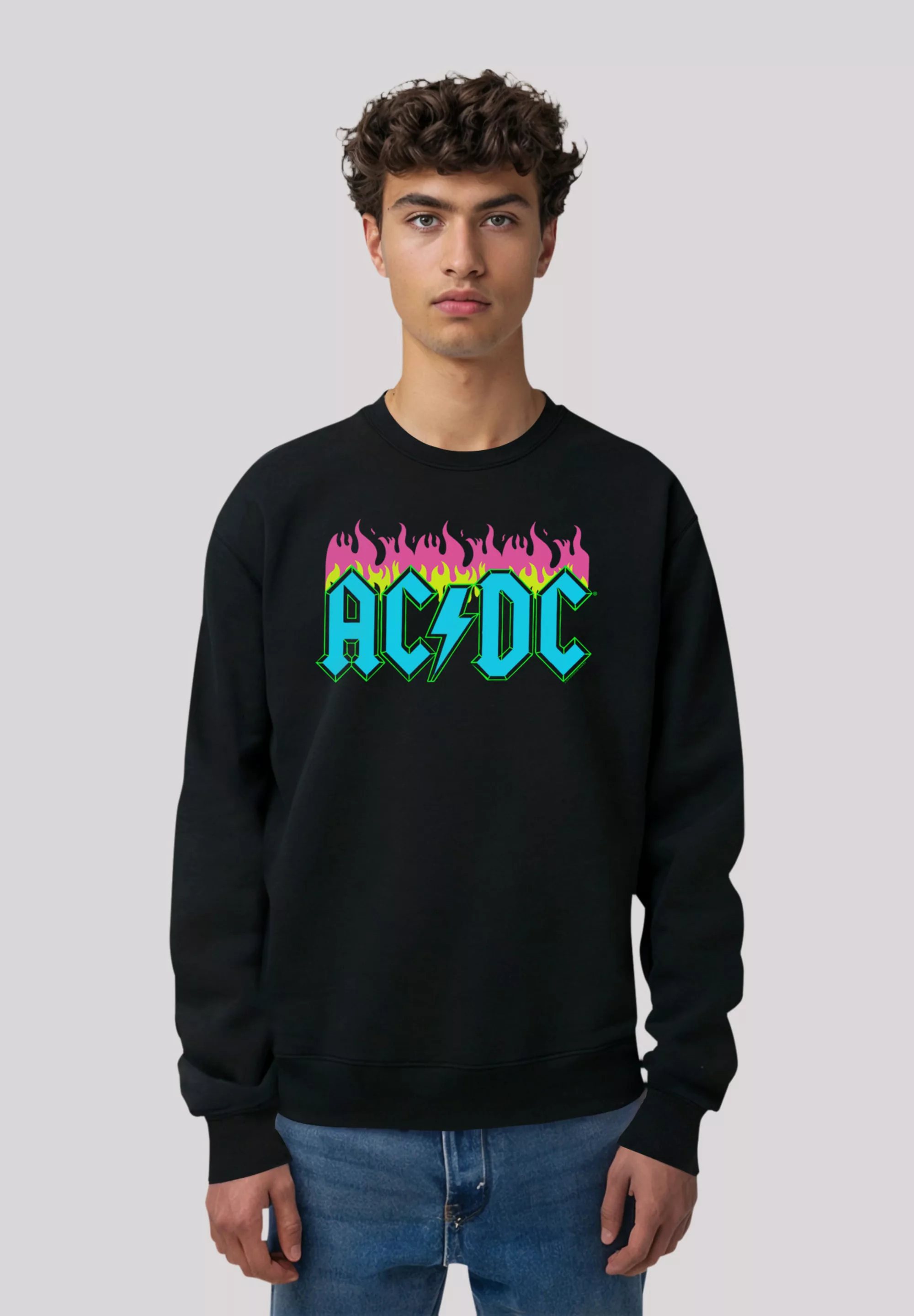 F4NT4STIC Sweatshirt "ACDC Neon Flames", Premium Qualität günstig online kaufen