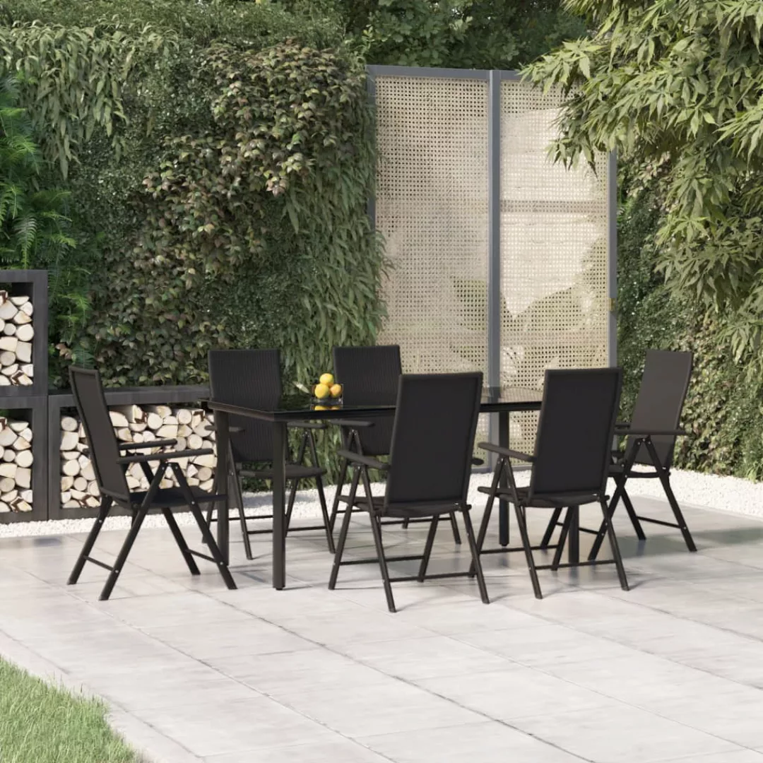 Vidaxl 7-tlg. Garten-essgruppe Schwarz Poly Rattan günstig online kaufen