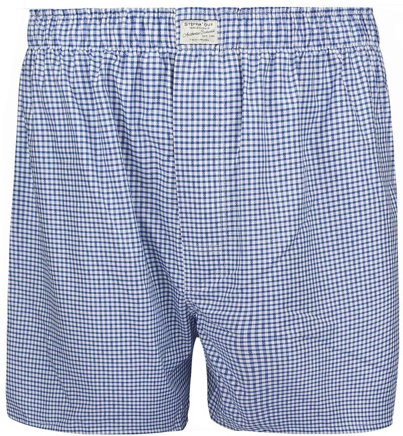 Steppin' Out Boxershort Dobby Kariert Blau - Größe XL günstig online kaufen