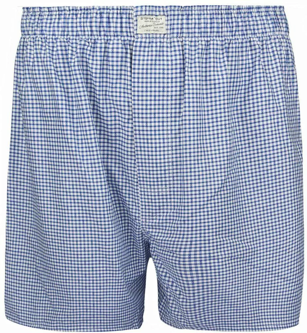 Steppin' Out Boxershort Dobby Kariert Blau - Größe L günstig online kaufen