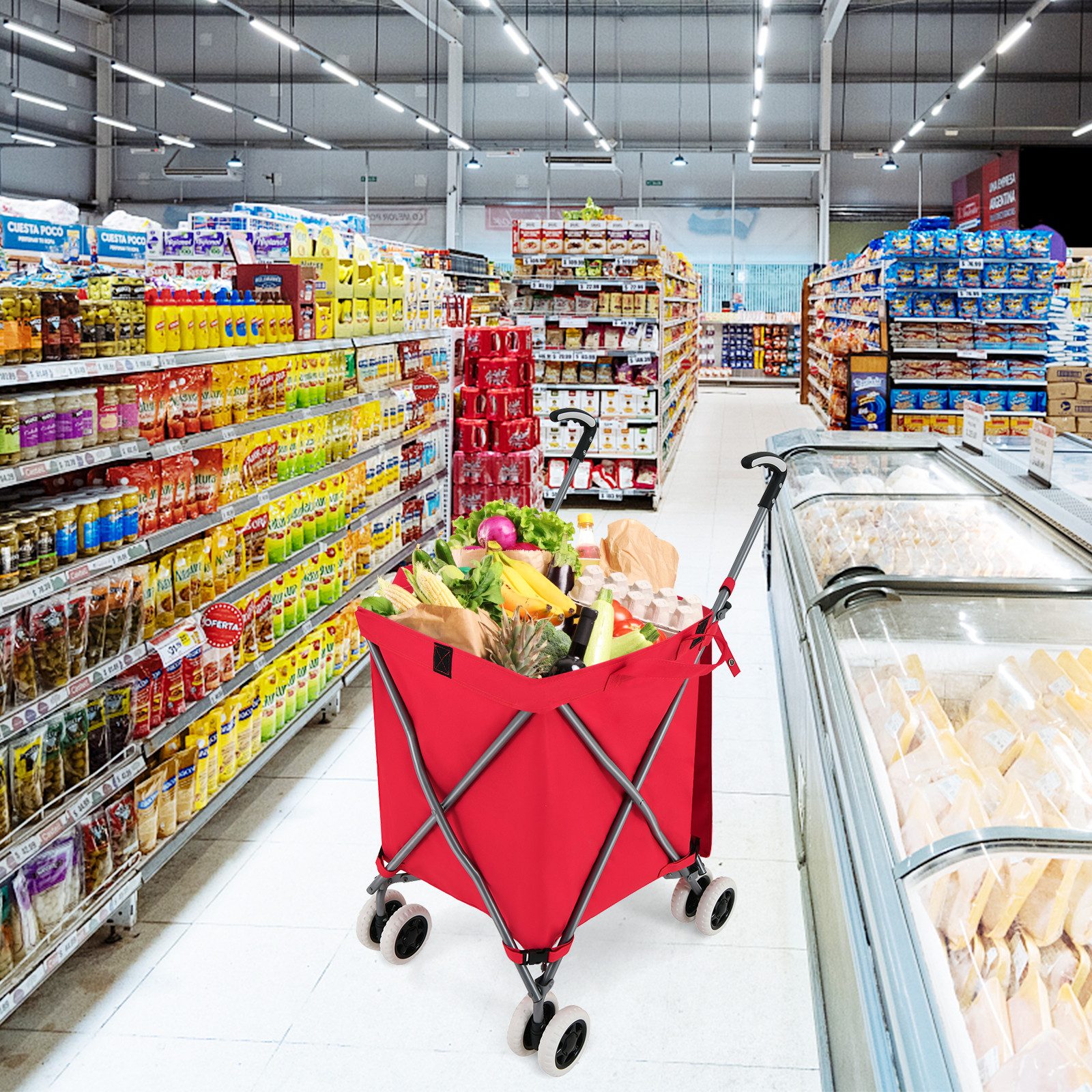 COSTWAY Einkaufstrolley, 90 l, bis 55 günstig online kaufen