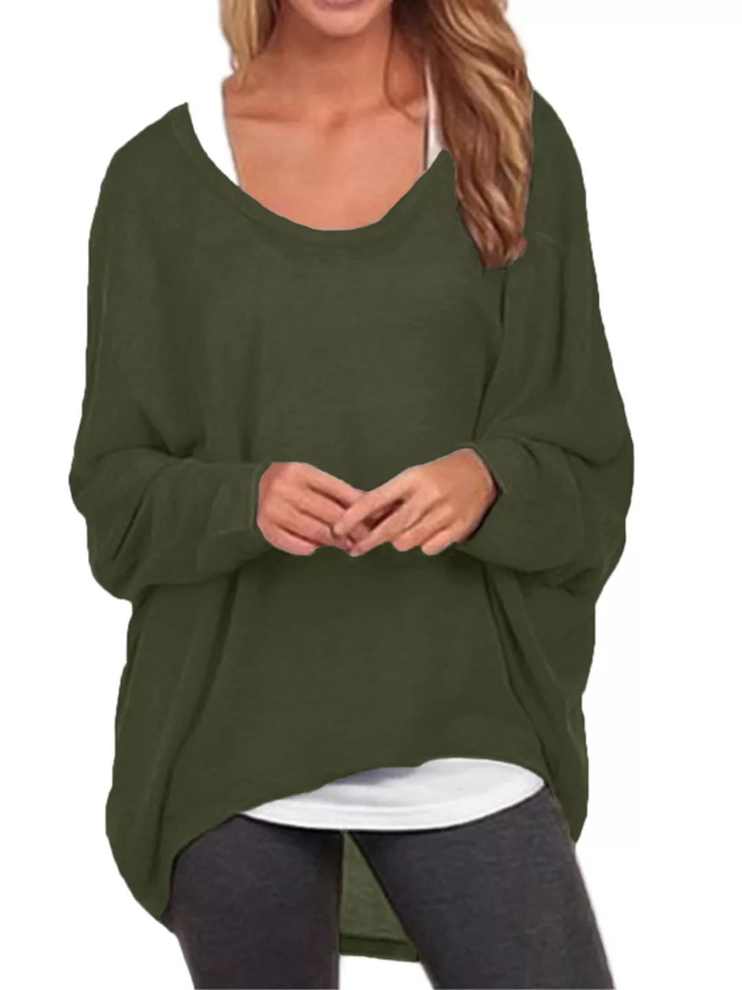 Lässige asymmetrische einfarbige Plus Größe Bluse für Damen günstig online kaufen