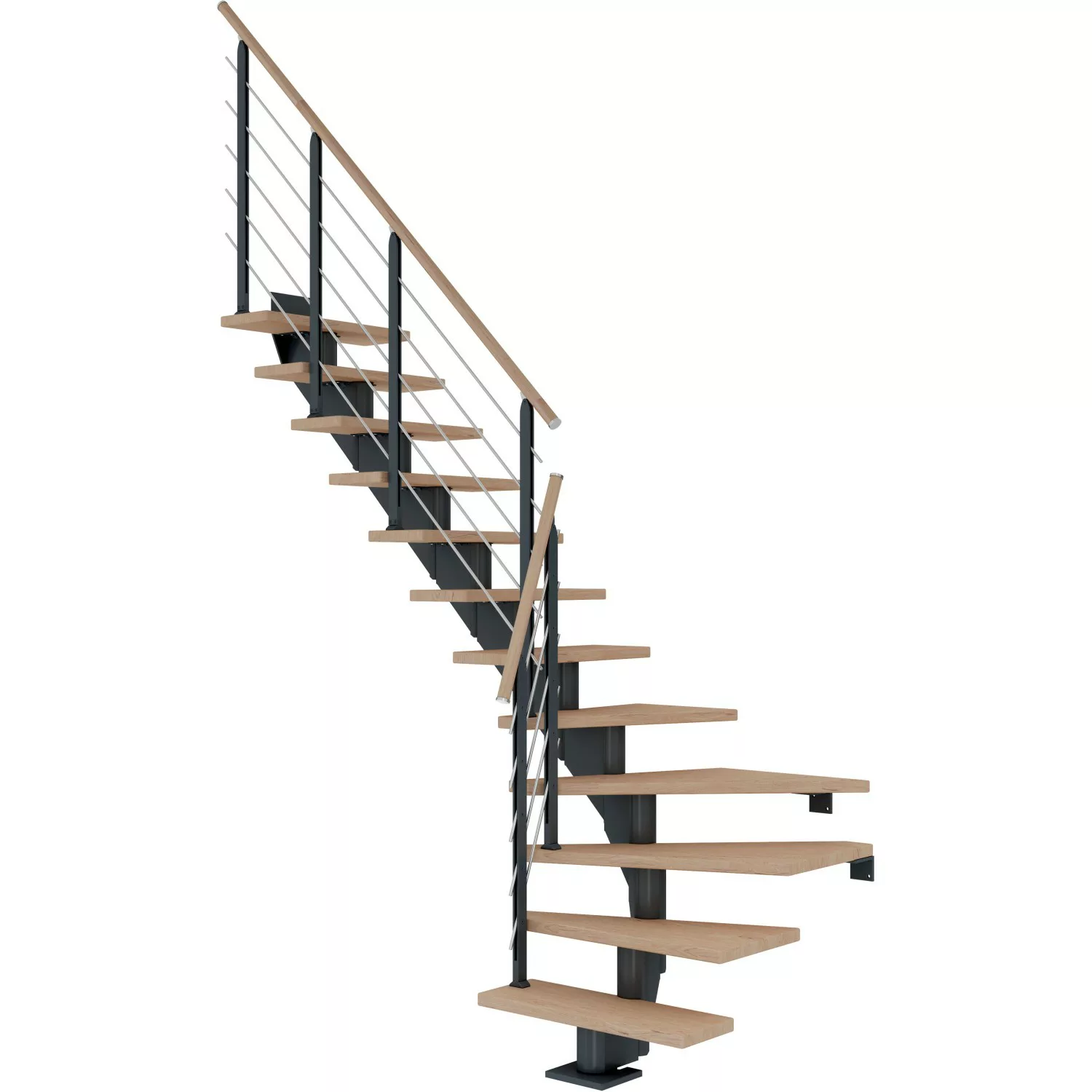 Dolle Mittelholmtreppe Hamburg Eiche Weiß Anthrazit GH bis 301 cm 1/4 Gew. günstig online kaufen