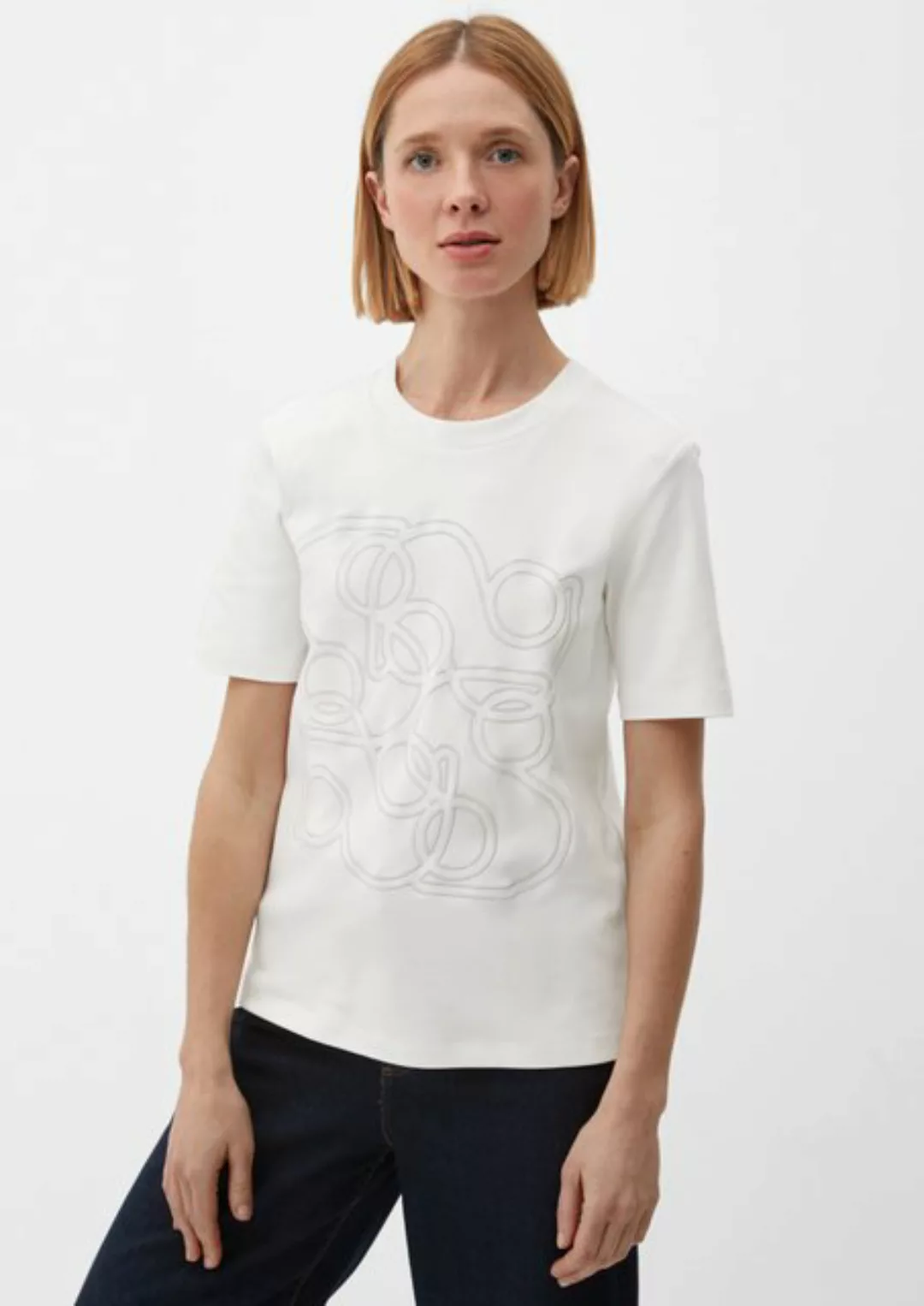 s.Oliver BLACK LABEL Kurzarmshirt T-Shirt mit Frontstickerei Stickerei günstig online kaufen