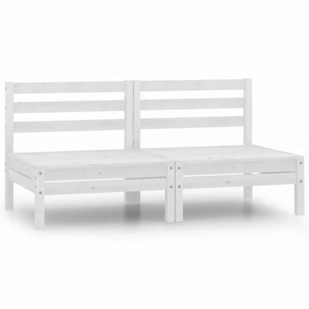 vidaXL Loungesofa 2-Sitzer-Gartensofa Weiß Kiefer Massivholz, 1 Teile günstig online kaufen