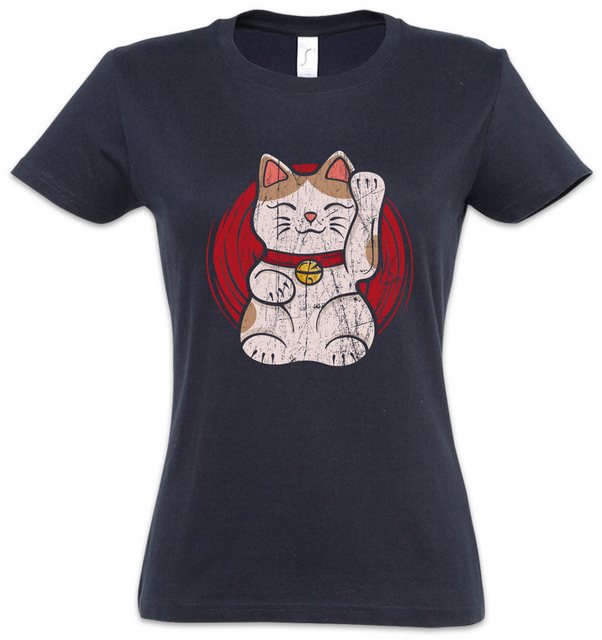 Urban Backwoods Print-Shirt Maneki Neko V Damen T-Shirt Winkekatze Maneki-n günstig online kaufen