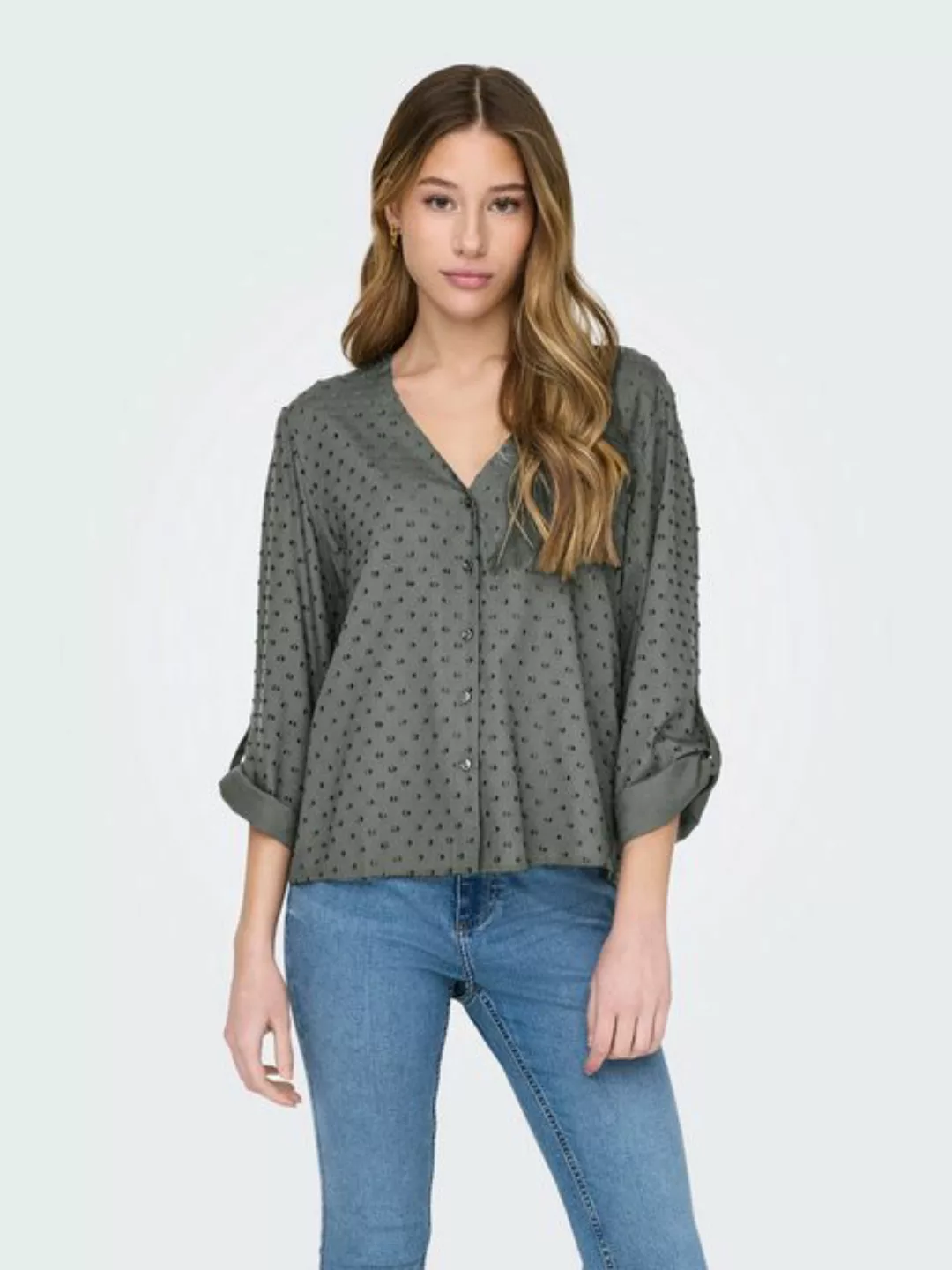 JACQUELINE de YONG Blusenshirt Bluse Haifischkragen Knopfleiste voluminöse günstig online kaufen