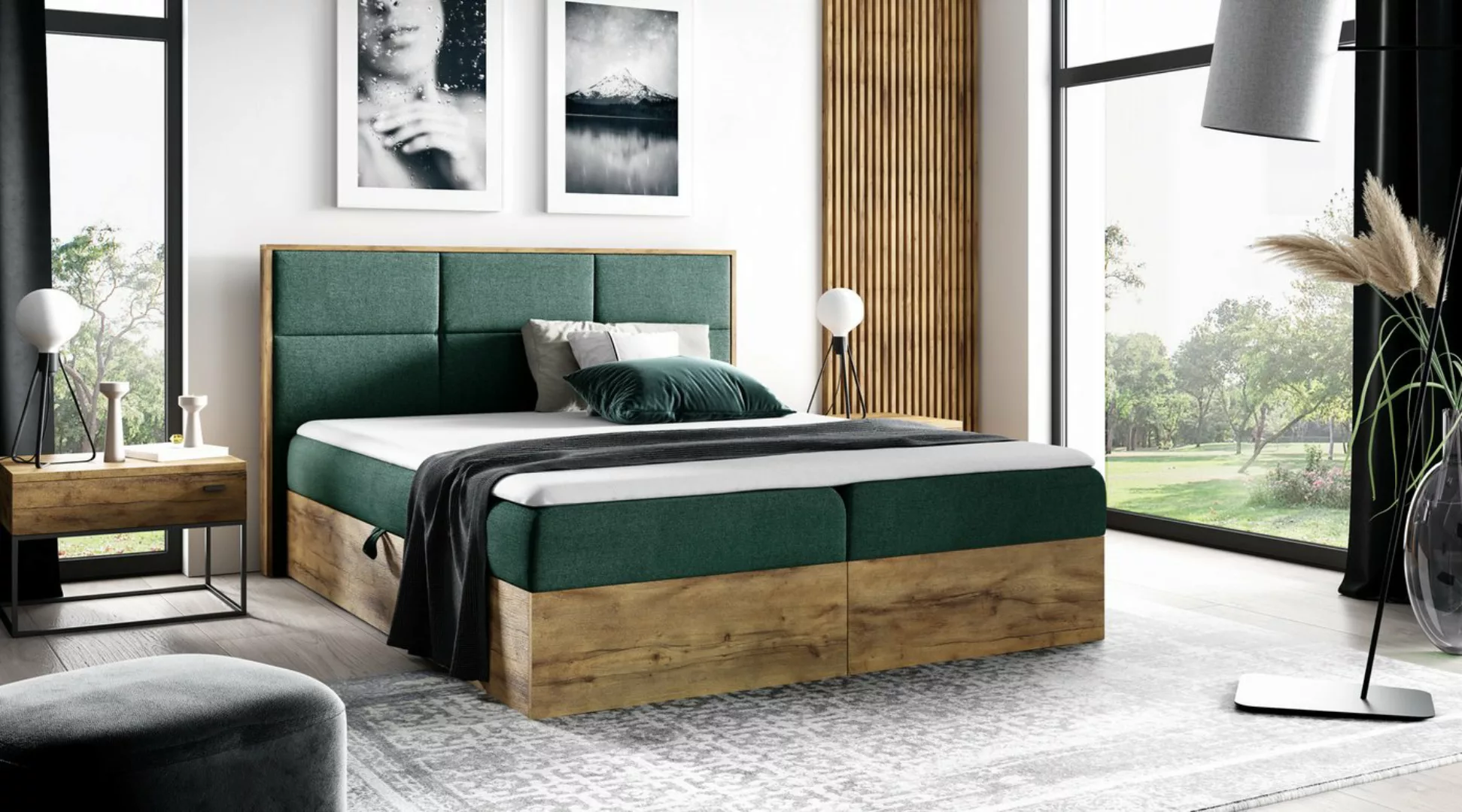 Schlaffabrik Boxspringbett WOOD 2 (Faro 7), inkl. Matratze, Topper, LED, St günstig online kaufen