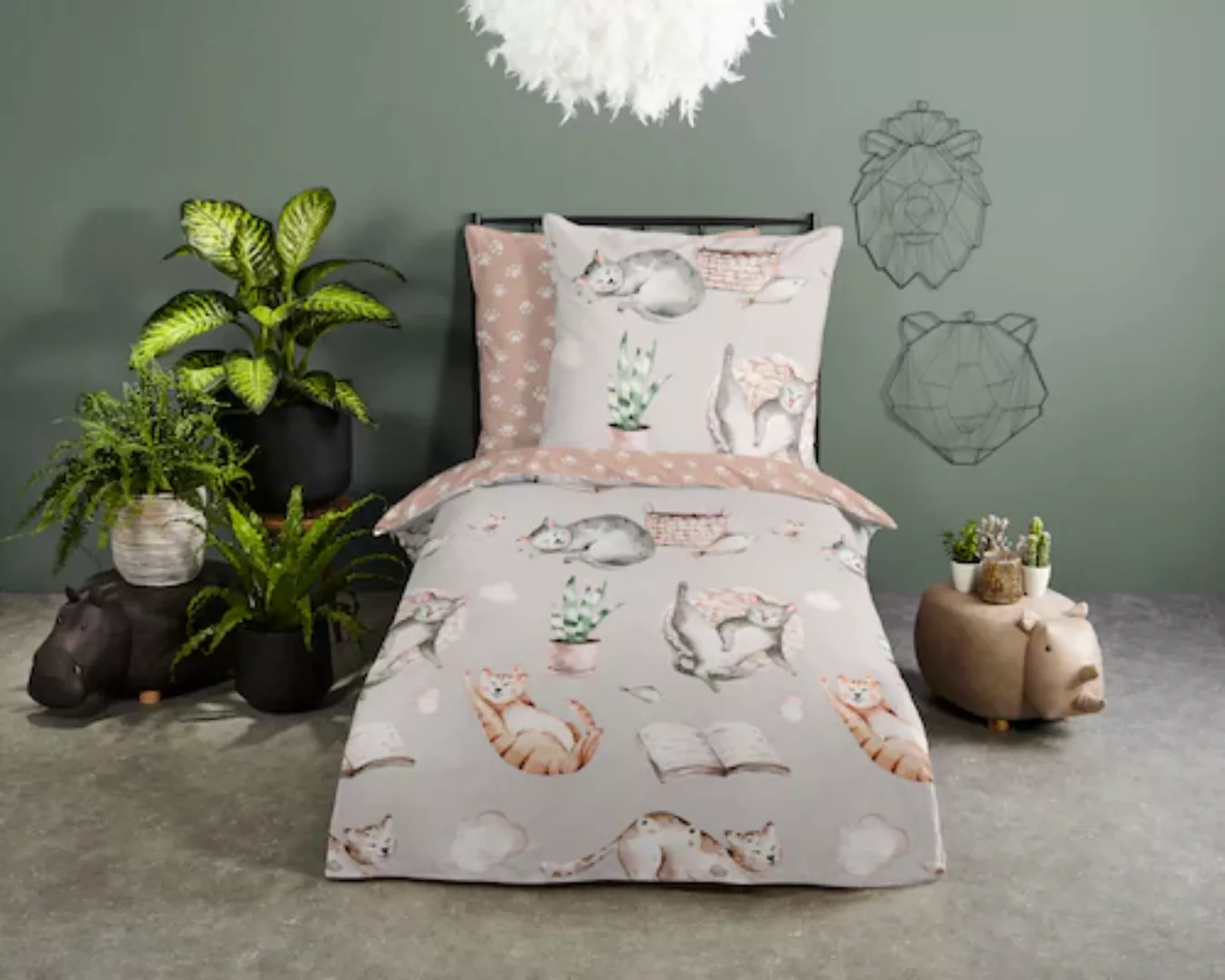 good morning Kinderbettwäsche »Catlife«, (2 tlg.), 100% Baumwolle günstig online kaufen