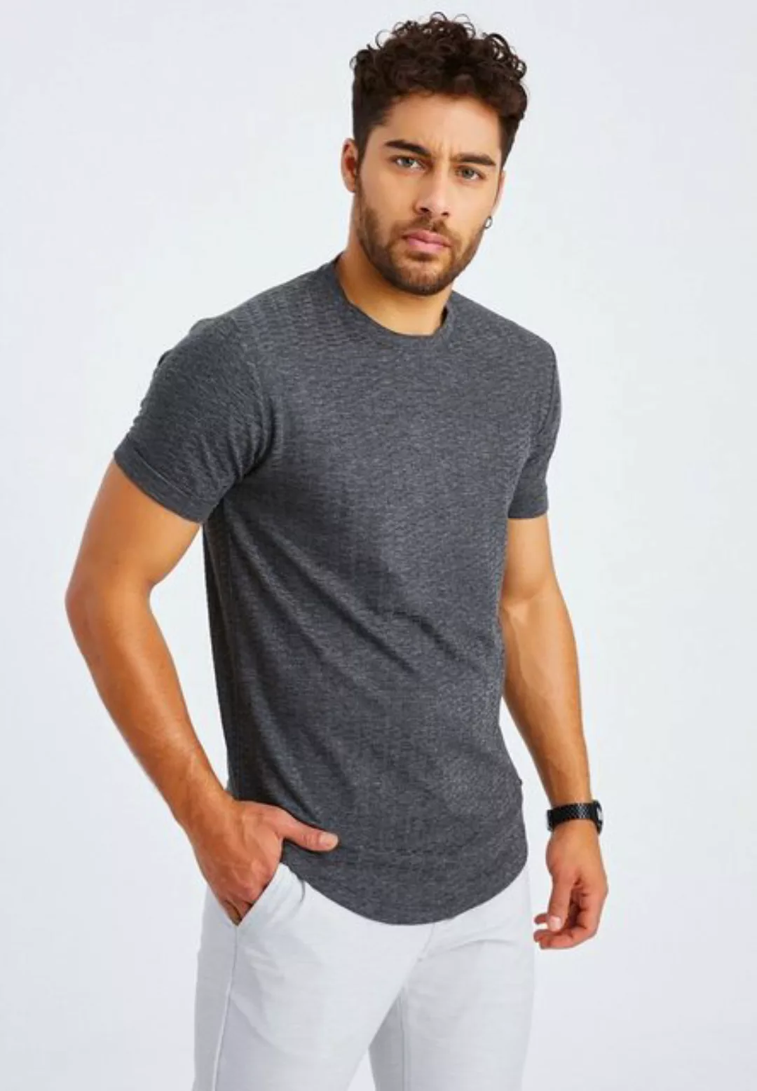 Leif Nelson T-Shirt Herren T-Shirt Rundhals LN-55765 normal günstig online kaufen