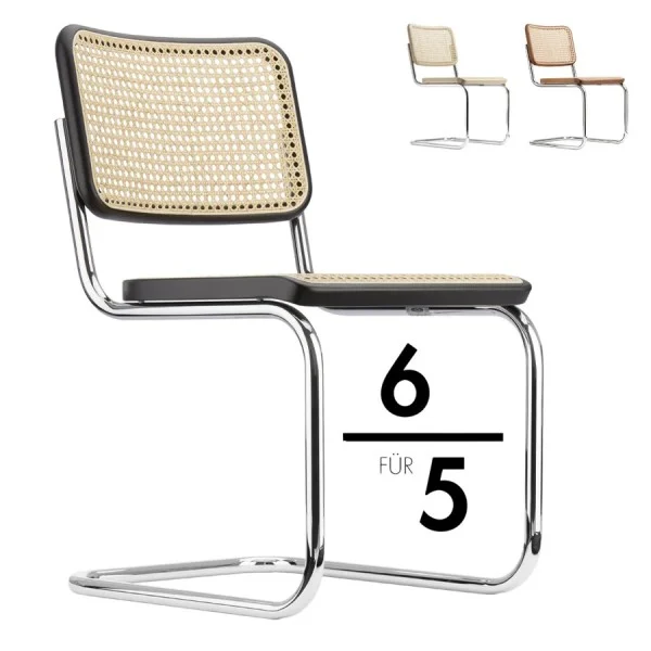 THONET S 32 V | Buche schwarz gebeizt | Stahlrohr-Freischwinger | Gestell v günstig online kaufen