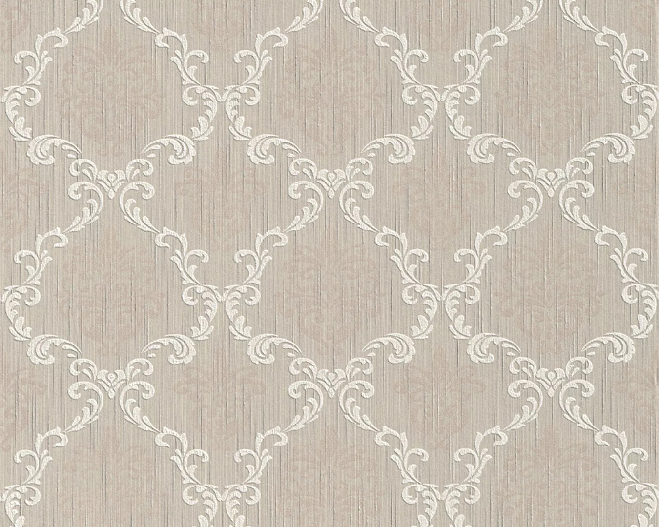 Bricoflor Elegante Tapete in Beige Weiß Gold Edle Vlies Textiltapete mit Ba günstig online kaufen