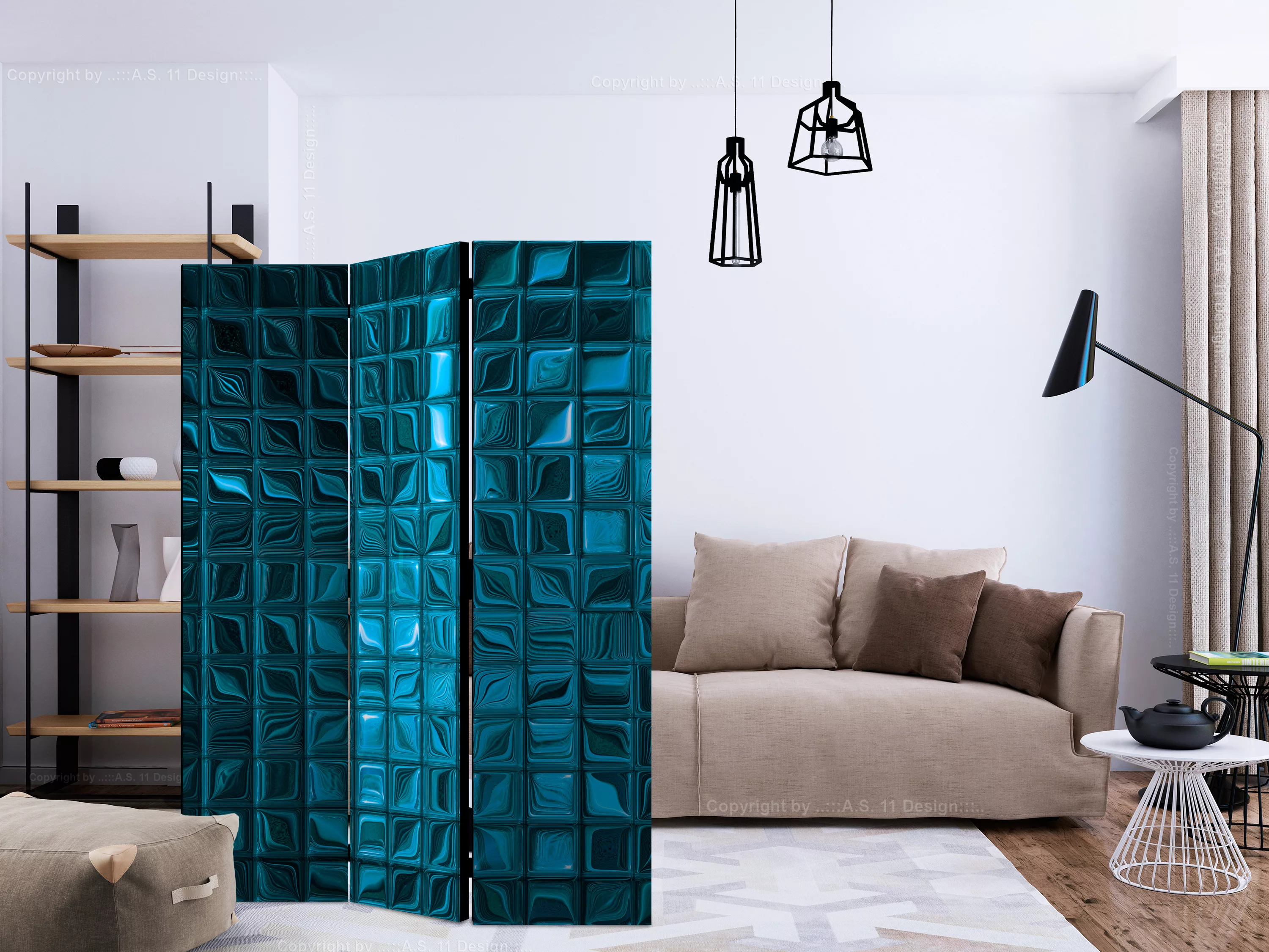 3-teiliges Paravent - Azure Mosaic [room Dividers] günstig online kaufen