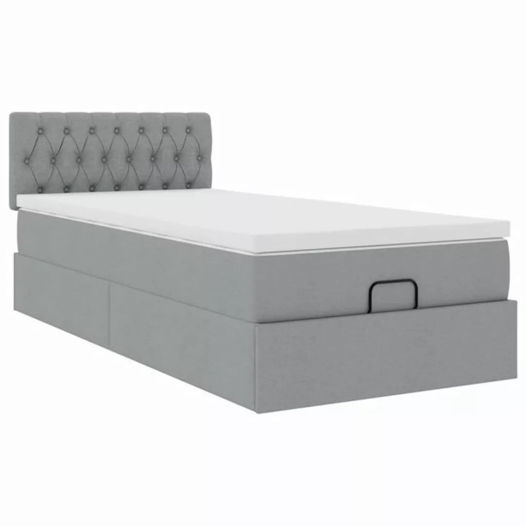 vidaXL Bett Ottoman-Bett mit Matratze Hellgrau 80x200 cm Stoff günstig online kaufen