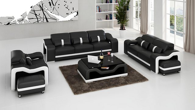 Xlmoebel Sofa Neuzeitliches Set aus Ledersofas mit drei Sitzplätzen und, He günstig online kaufen