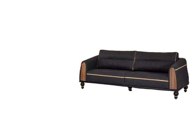 JVmoebel Sofa Schwarze Sofas Set Moderne Garnitur Dreisitzer Sessel Stoffmö günstig online kaufen