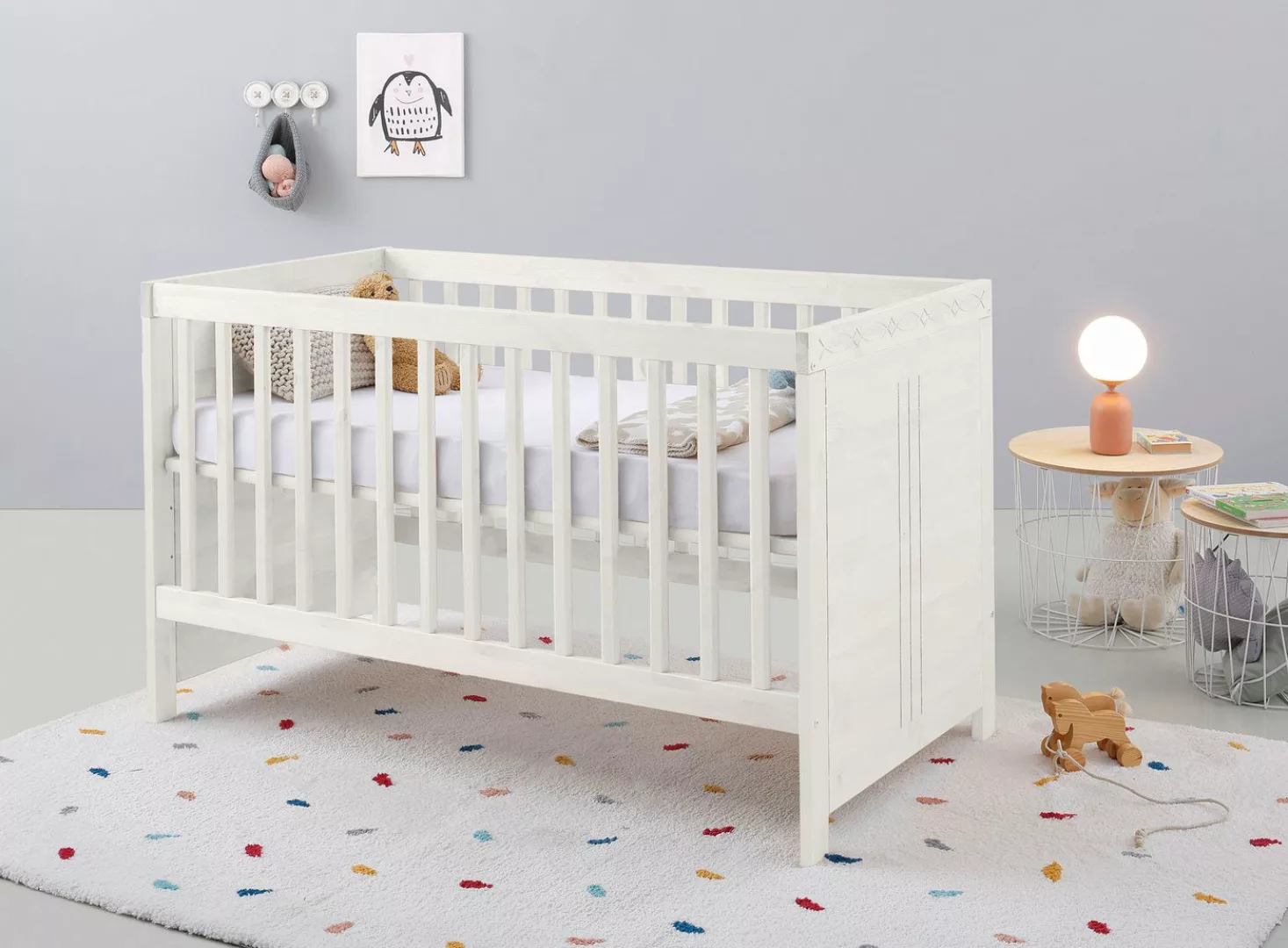 Lüttenhütt Babybett "Indra, Schlupfsprossen, 4-fach verstellbare Liegehöhe, günstig online kaufen