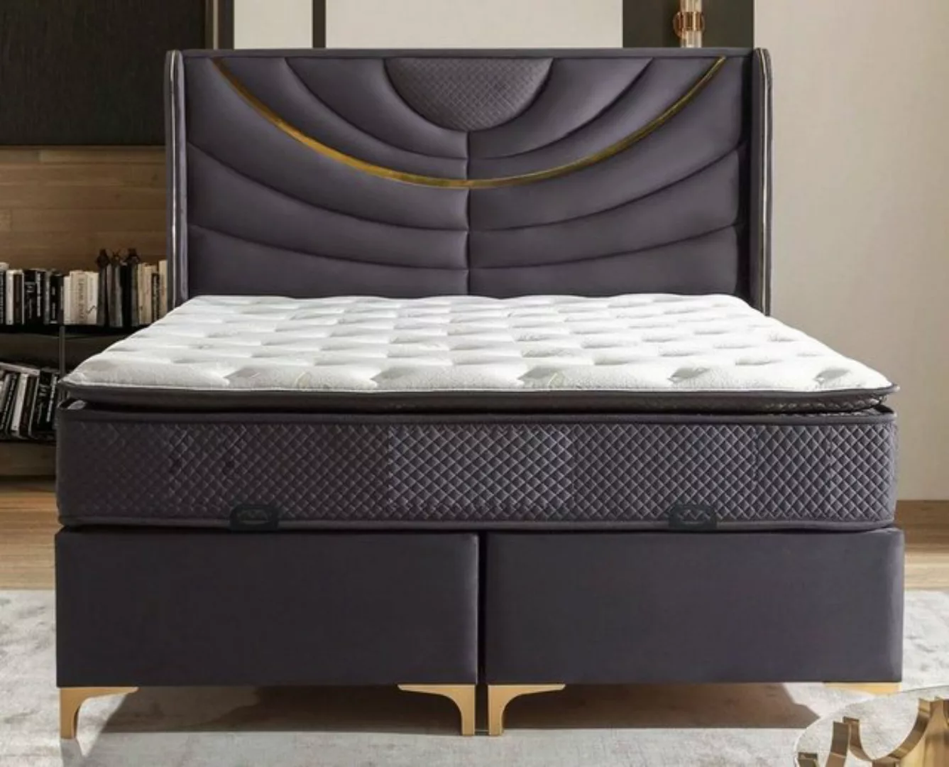 Casa Padrino Bett Casa Padrino Luxus Doppelbett Lila / Gold - Verschiedene günstig online kaufen