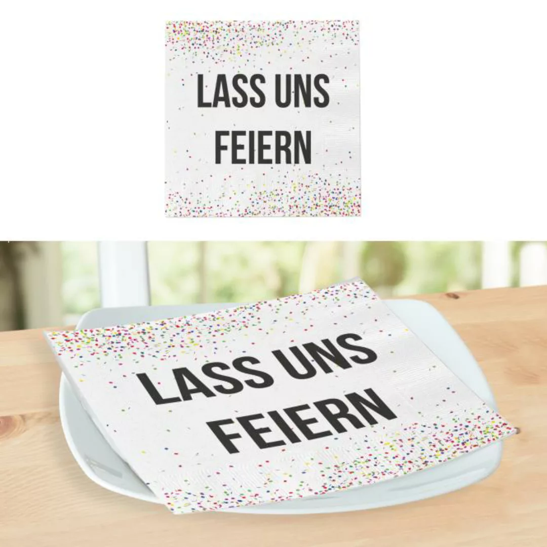 Servietten LASS UNS FEIERN 20er Pack 2er Set ca. 33x33 cm von CEPEWA Weiß günstig online kaufen