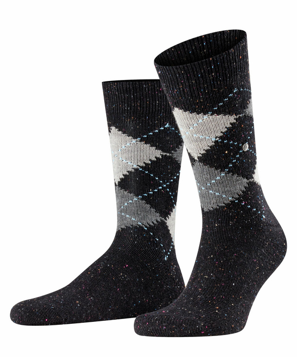 Burlington Raw Argyle Herren Socken, 46-50, Schwarz, Baumwolle, 21924-30000 günstig online kaufen