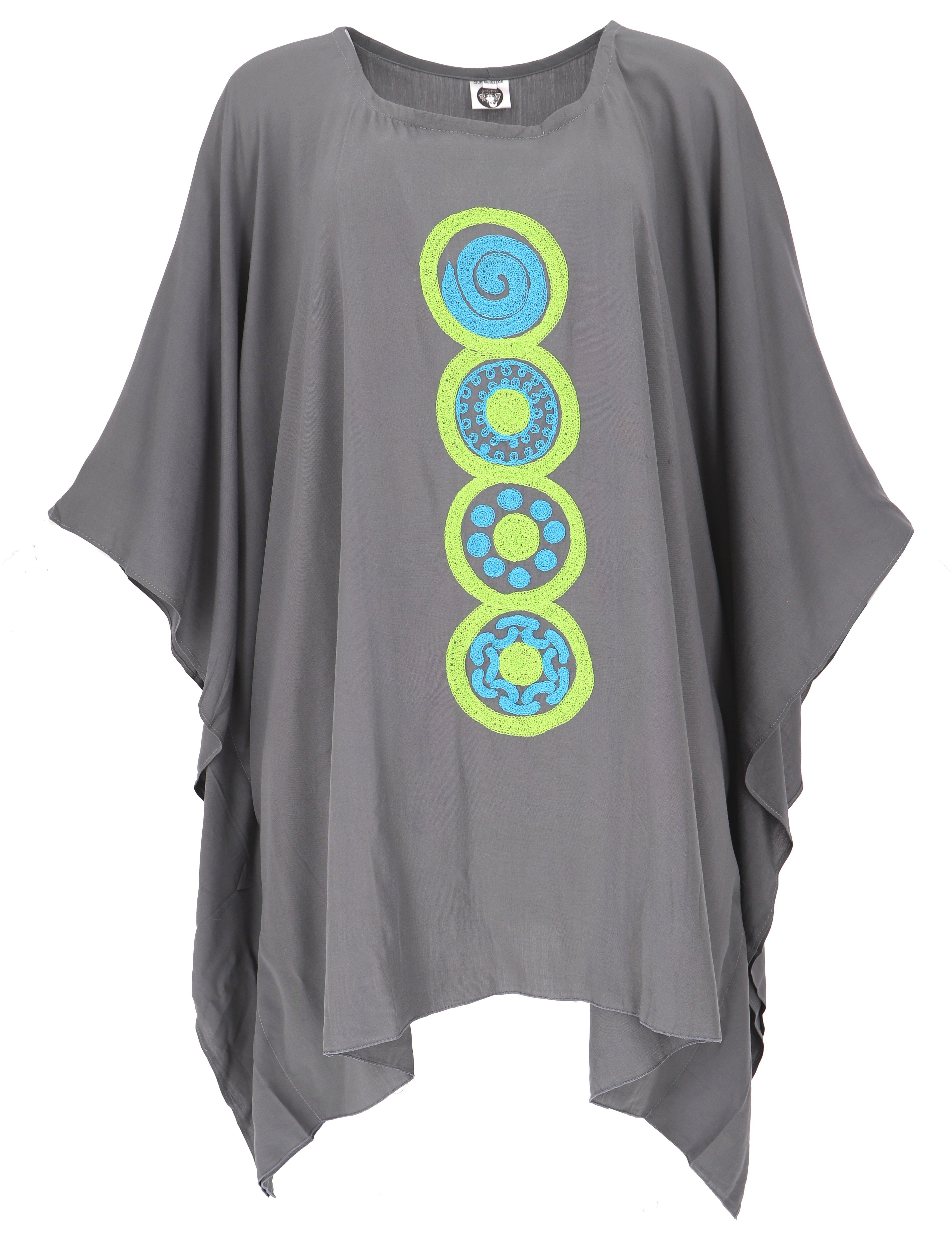 Guru-Shop Longbluse Besticktes Hippie Ponchokleid, Minikleid.. günstig online kaufen