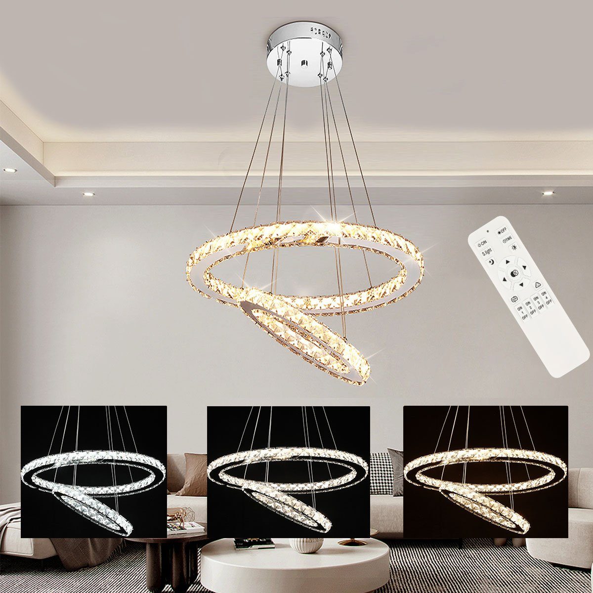 oyajia LED Deckenleuchte Moderne Oval Kristall günstig online kaufen