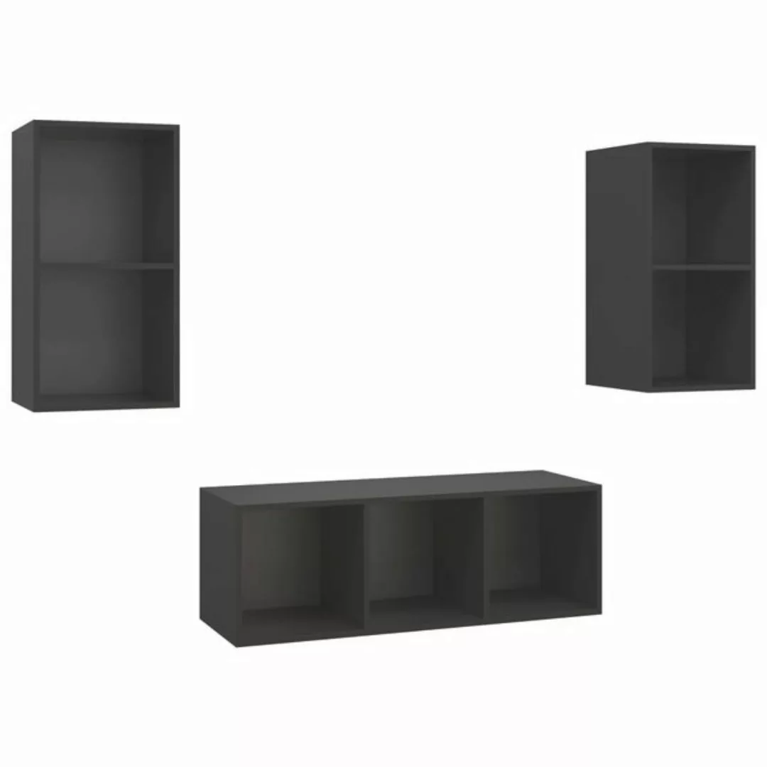 furnicato TV-Schrank 3-tlg. TV-Schrank-Set Grau Holzwerkstoff günstig online kaufen