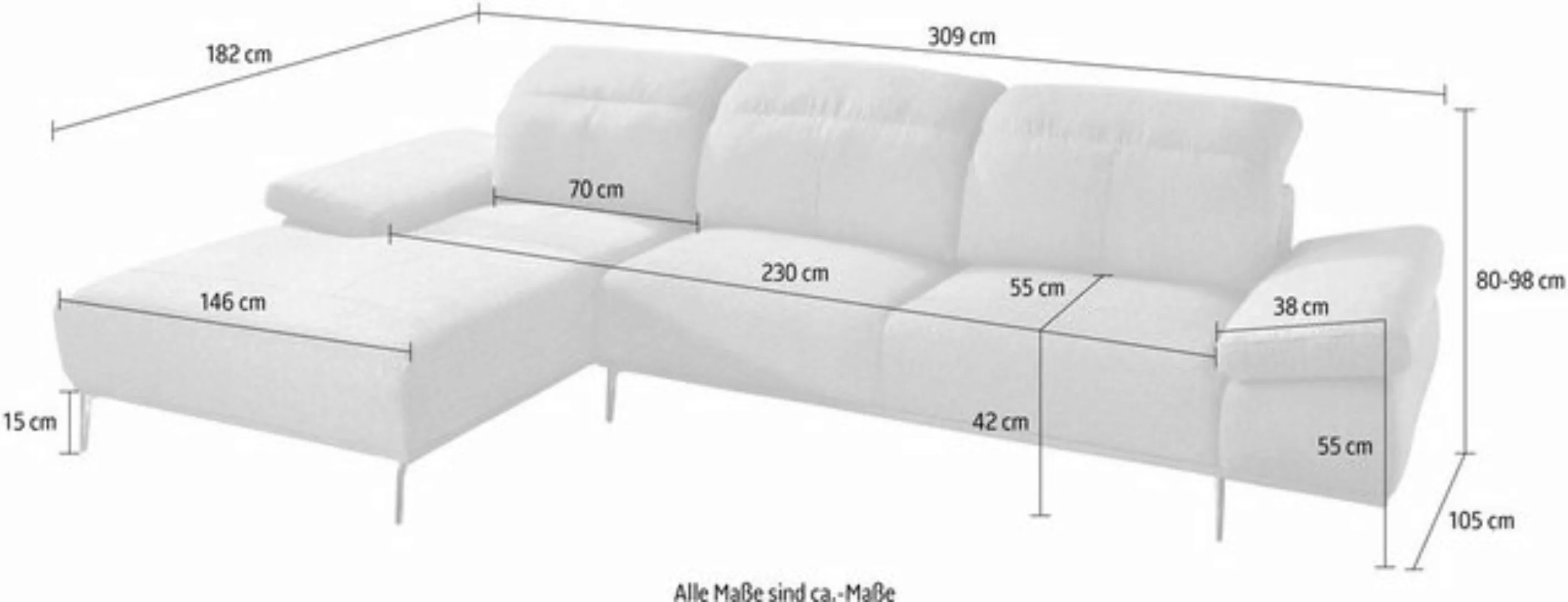 W.SCHILLIG Ecksofa "levi", inklusive Kopfstützenverstellung & Seitenteilver günstig online kaufen