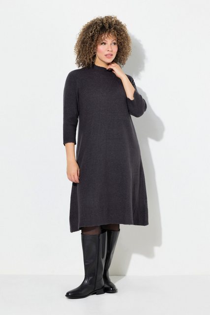 Ulla Popken Midikleid Strickkleid A-Linie Stehkragen 3/4-Arm günstig online kaufen