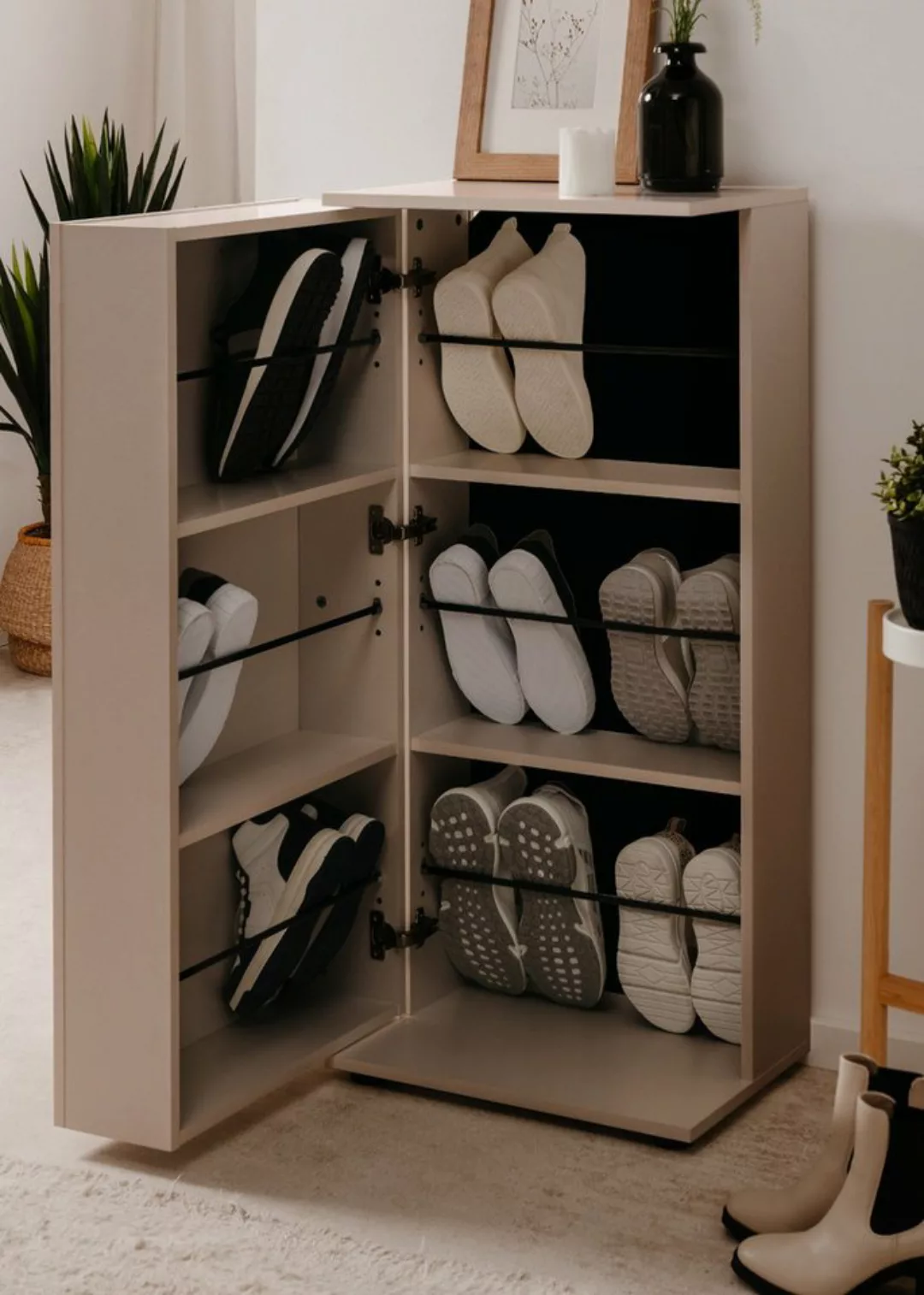 Furn.Design Schuhschrank Logu (Kommode in Samt, ausklappbar, 50 x 110 cm) b günstig online kaufen