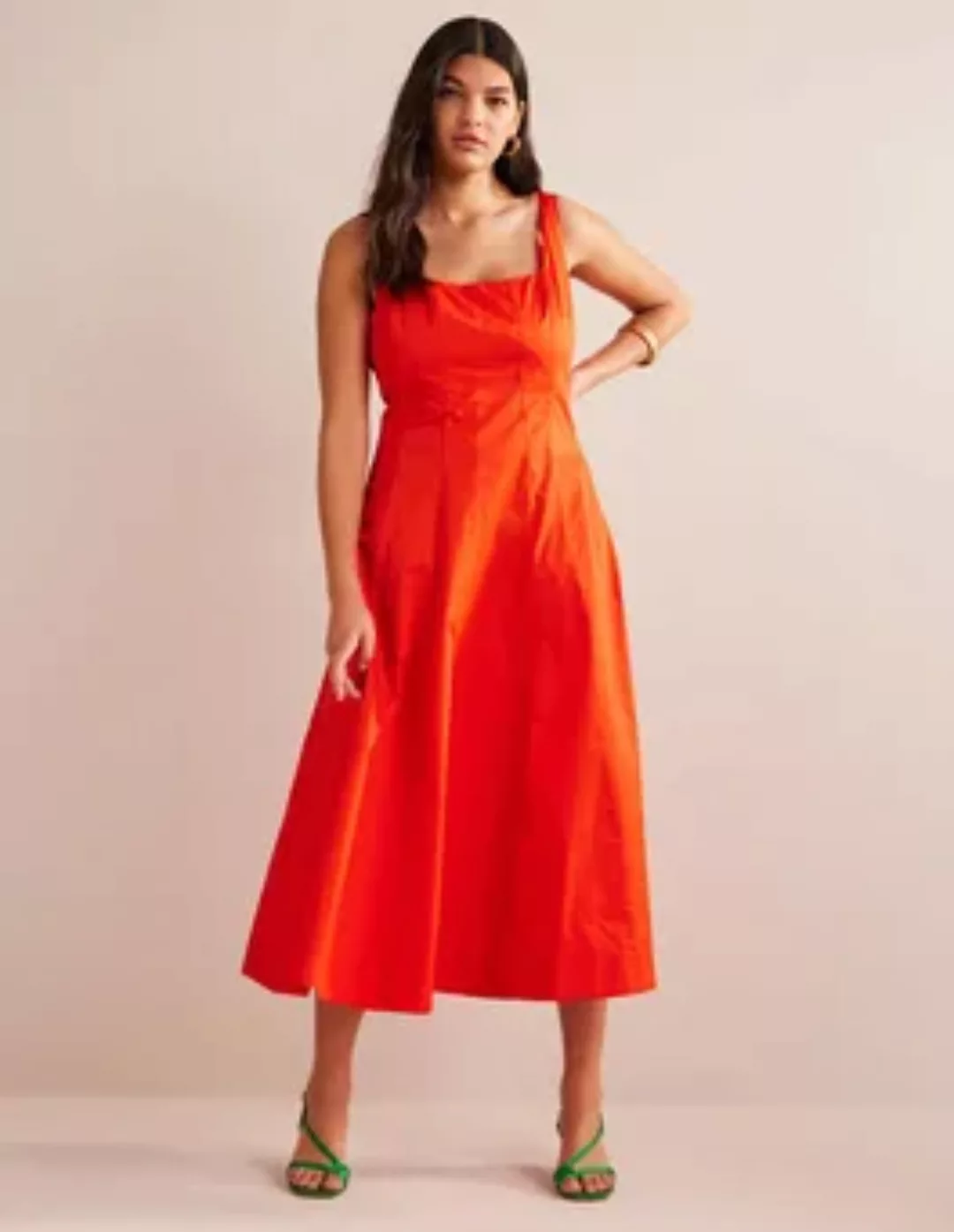 Ärmelloses Midikleid aus Stoffbahnen Damen Boden, Blutorange günstig online kaufen