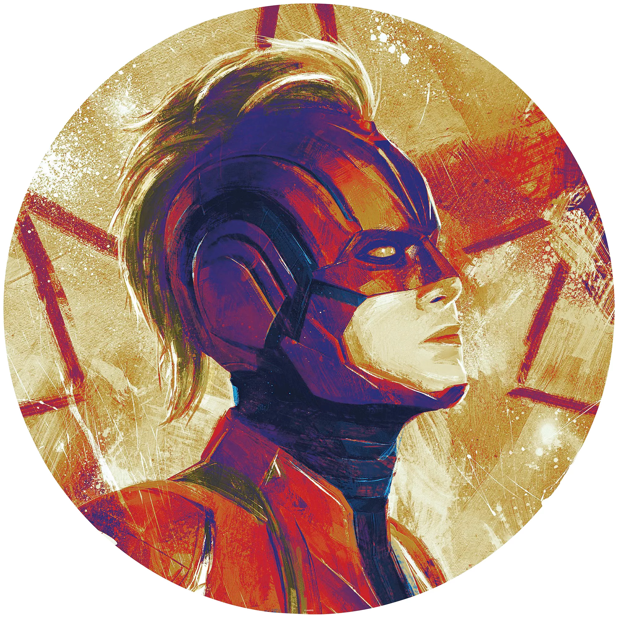 Komar Vliesfototapete Dot Avengers Painting Captain Marvel Helmet Ø 125 cm günstig online kaufen