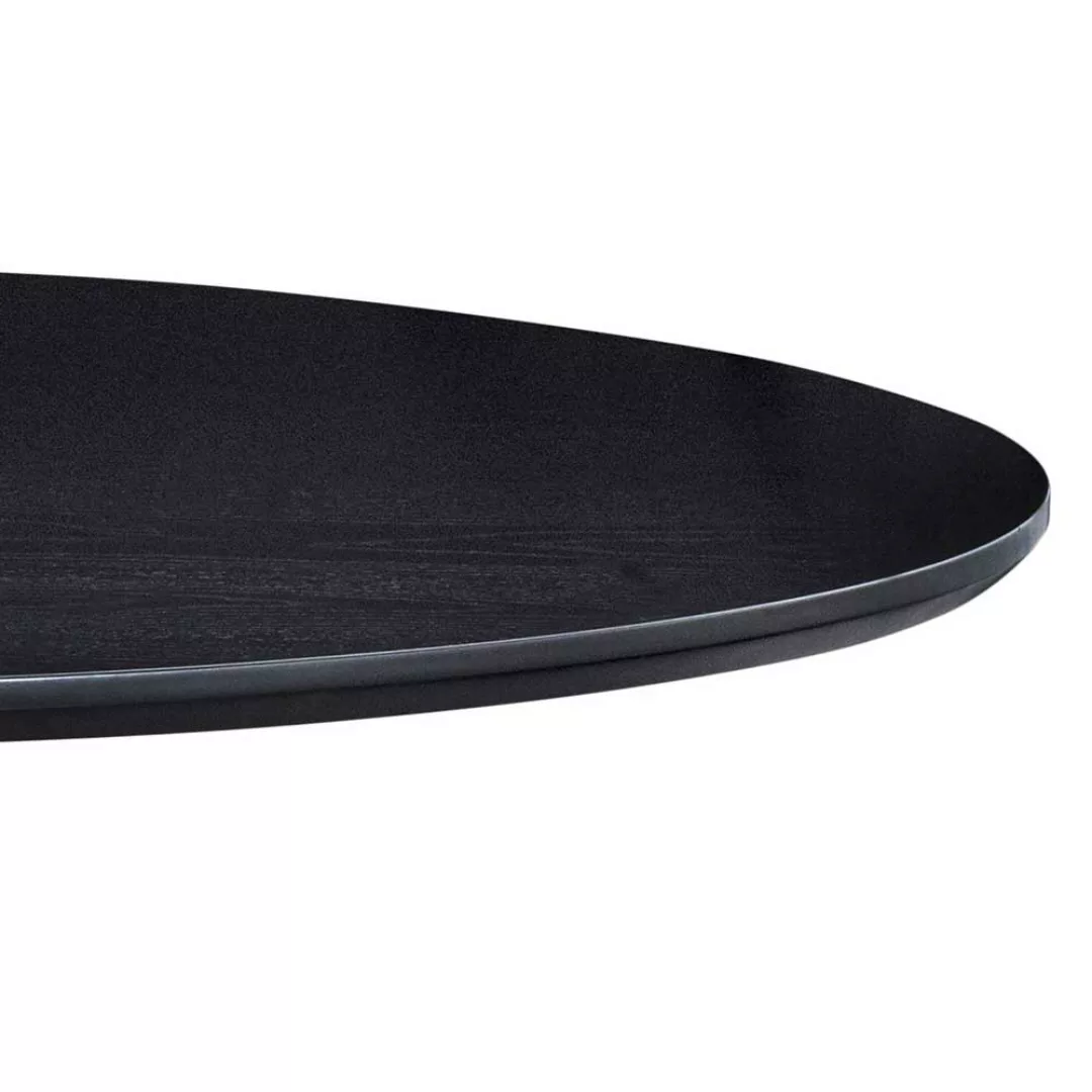 Retrostil Esszimmer Tisch in Schwarz runder Tischplatte günstig online kaufen